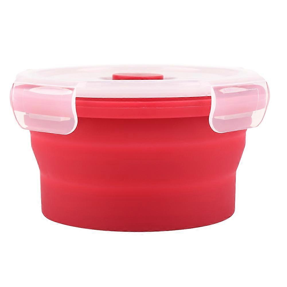 350ml Round Silicone Bento Box, Collapsible, Microwaveable (Red)