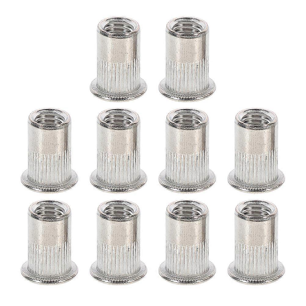 Flat Knurled Nut Rivet Nuts for Electrical Products Silver 1.2X0.8CM Riveting 10Pcs