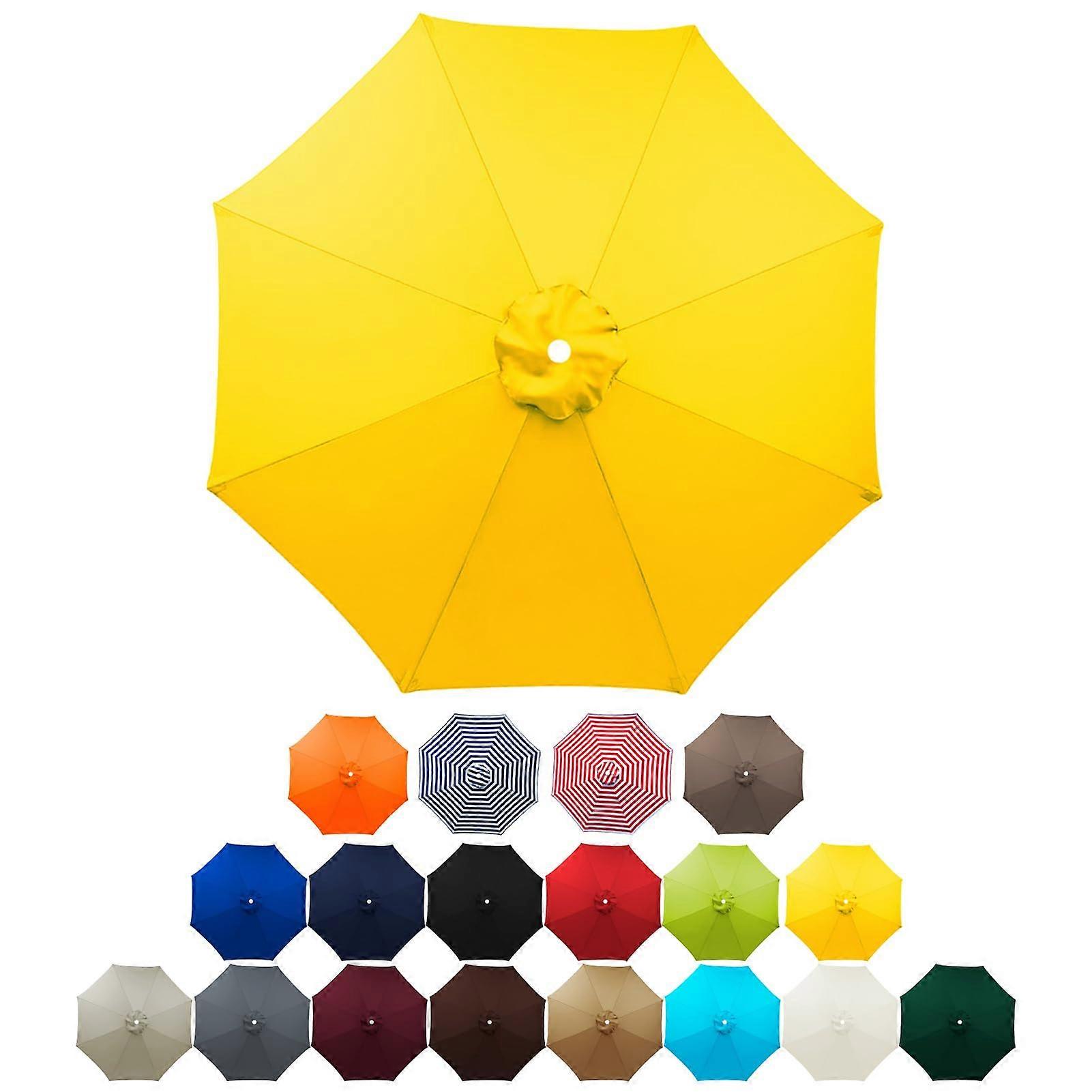 Replacement Cover for Parasol 3.0m - UV Protection Fabric Canopy for 2.0m, 2.3m, 2.5m, 2.7m Models, Yellow 8 Ribs