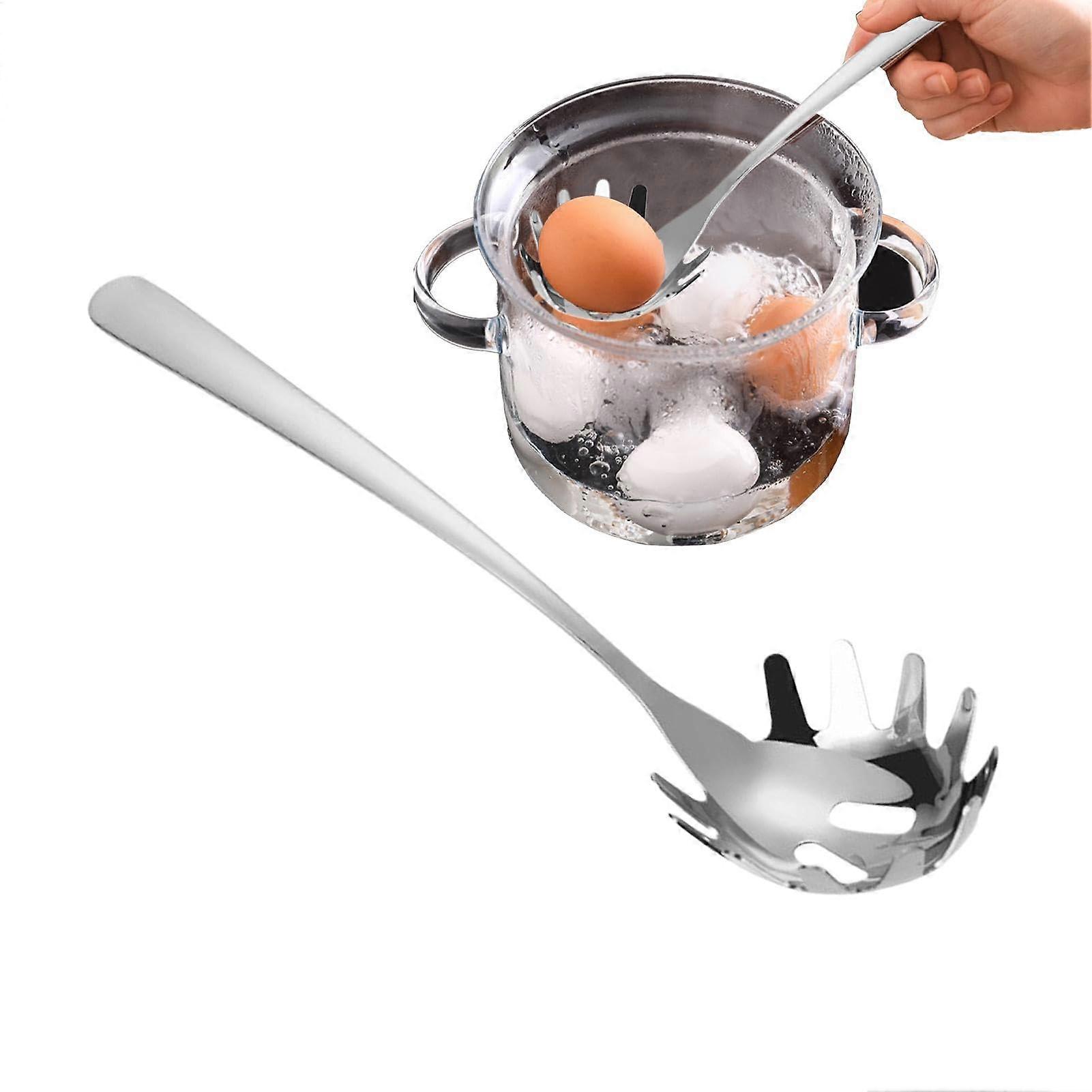 Pasta Server Utensil - Stainless Steel Pasta Spoon with Long Handle, Spaghetti Scoop and Filter Tool, Silver Color