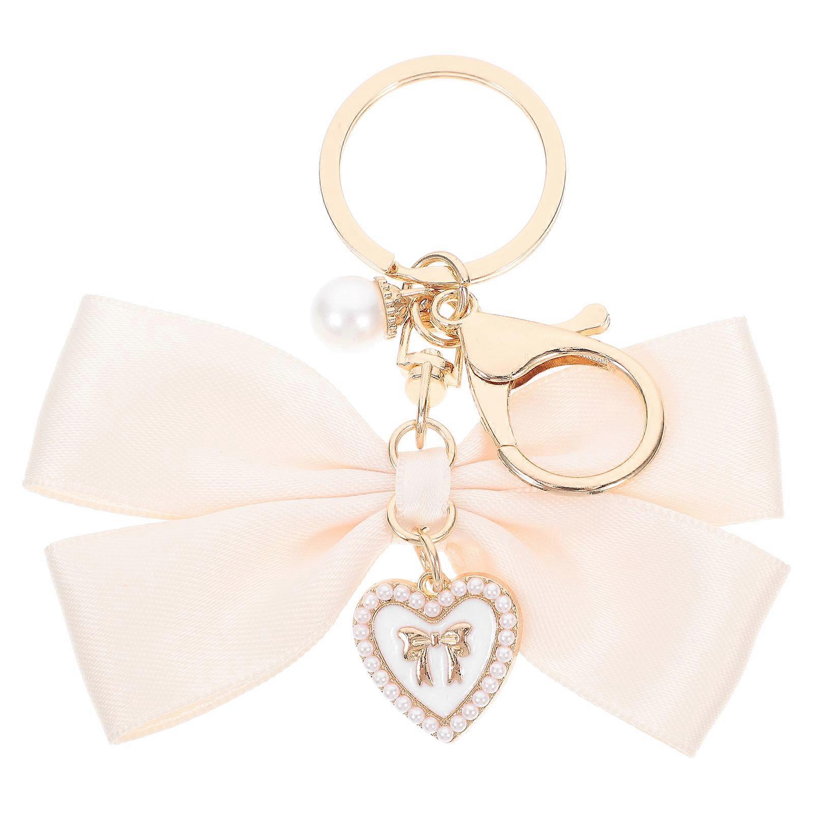 Purse Charms Bow Shaped Keychain Versatile Use Heart Shape Accessory Cloth Material 1Pack