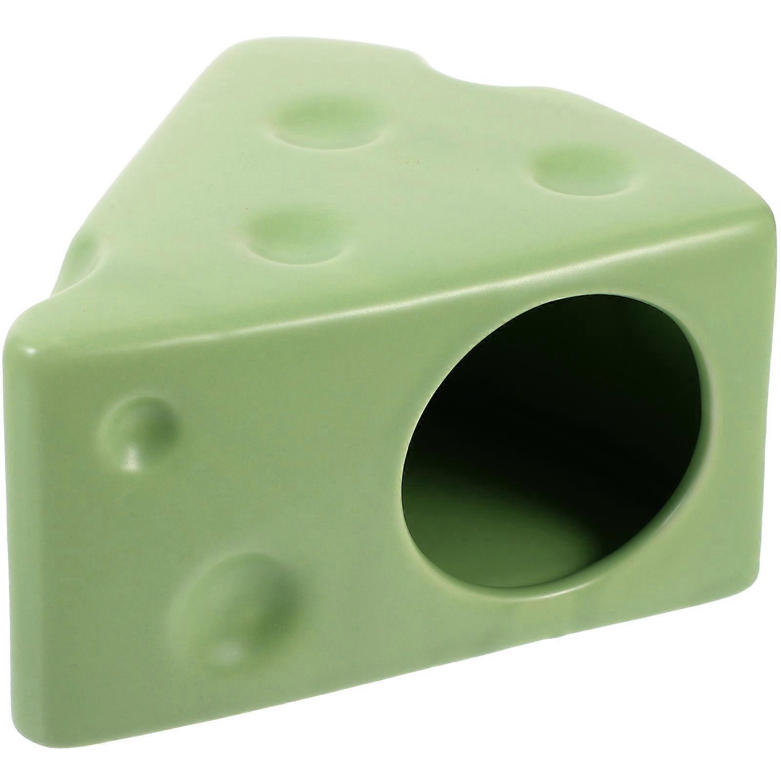 Ceramic Hamster Hideout Cooling Nest Small Cheese Shape Pet Sleeping Bed Wear Resistant for Hamsters and Guinea Pigs Easy Clean Surface