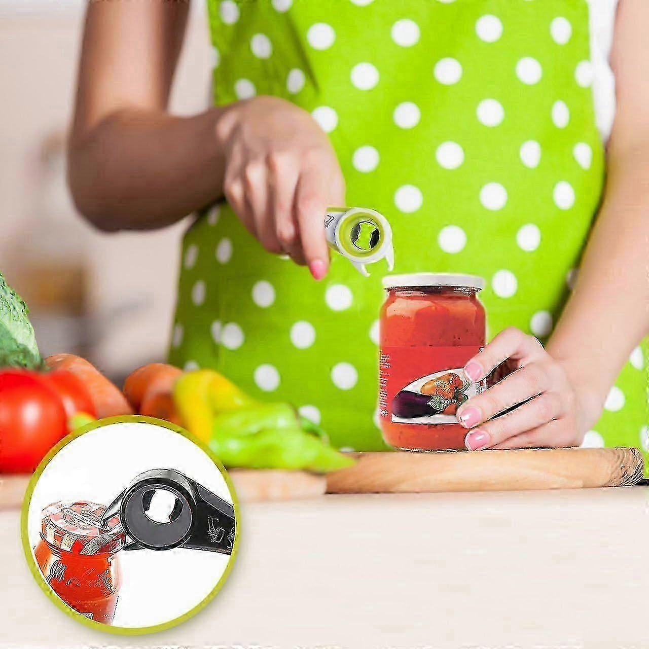 Multi Bottle Opener, Manual All-in-One Jar Can Opener Kitchen Tool, Lid Twister for Seniors with Arthritis