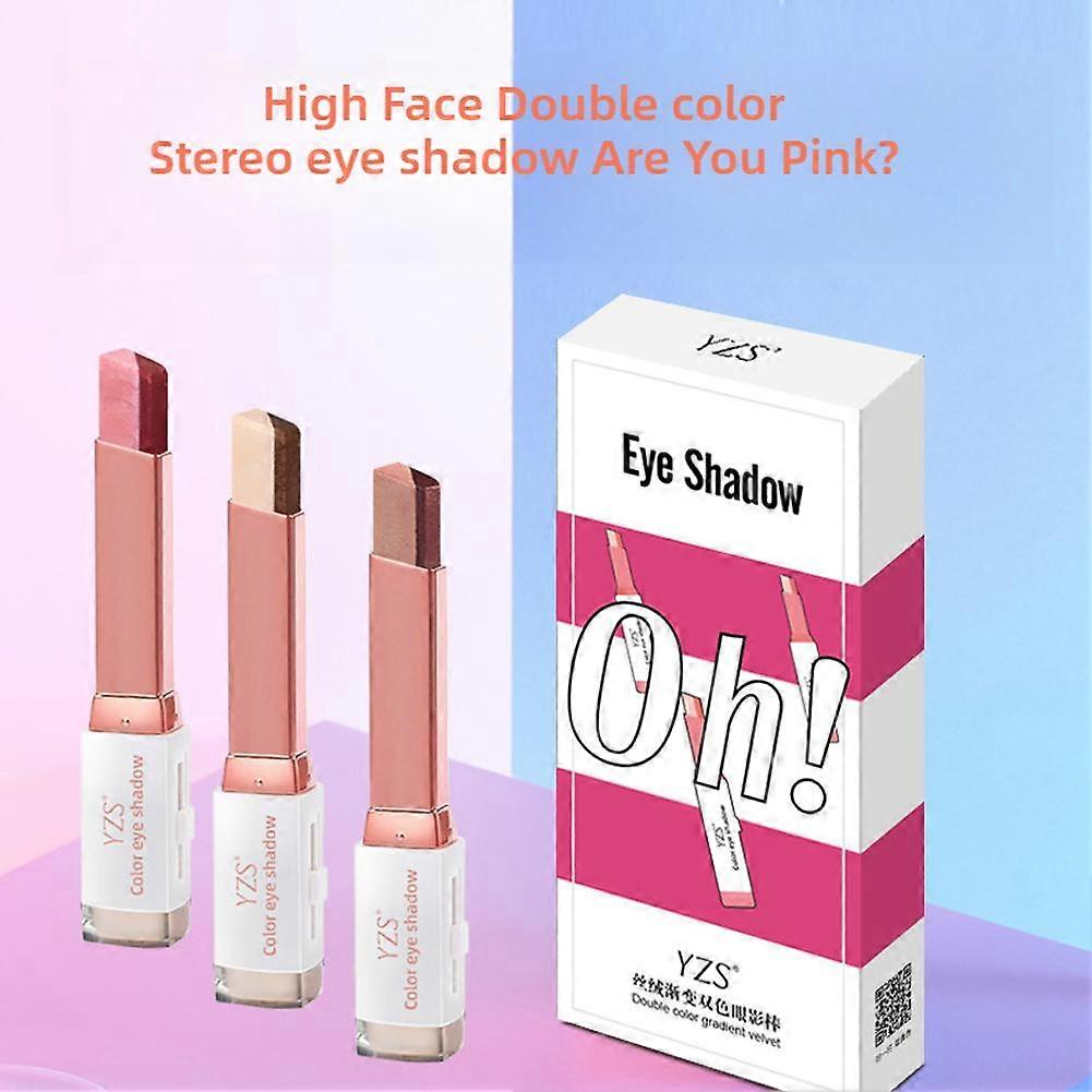 4# Earth color (D) $YZS velvet gradient two-color eye shadow stick eye modification lazy two-color eye shadow nude makeup is not easy to smudge