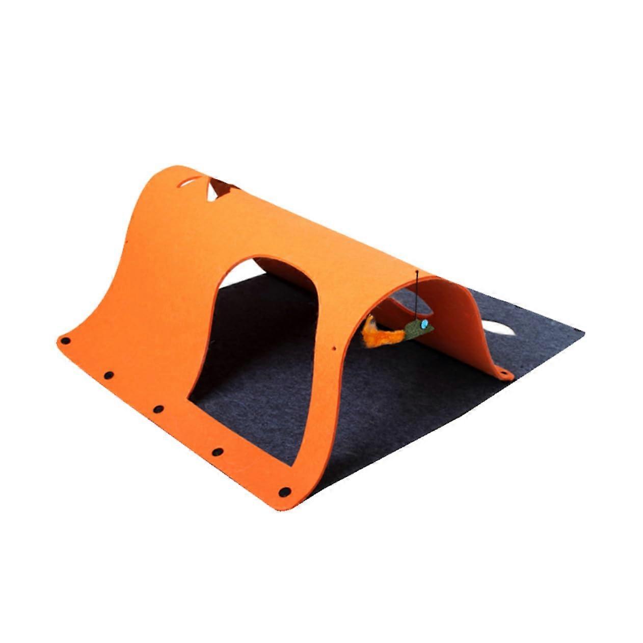 Cat Nest Felt Multi-Functional Play Tunnel for Multiple Pets with Connection Options, Orange Color, Soft Material