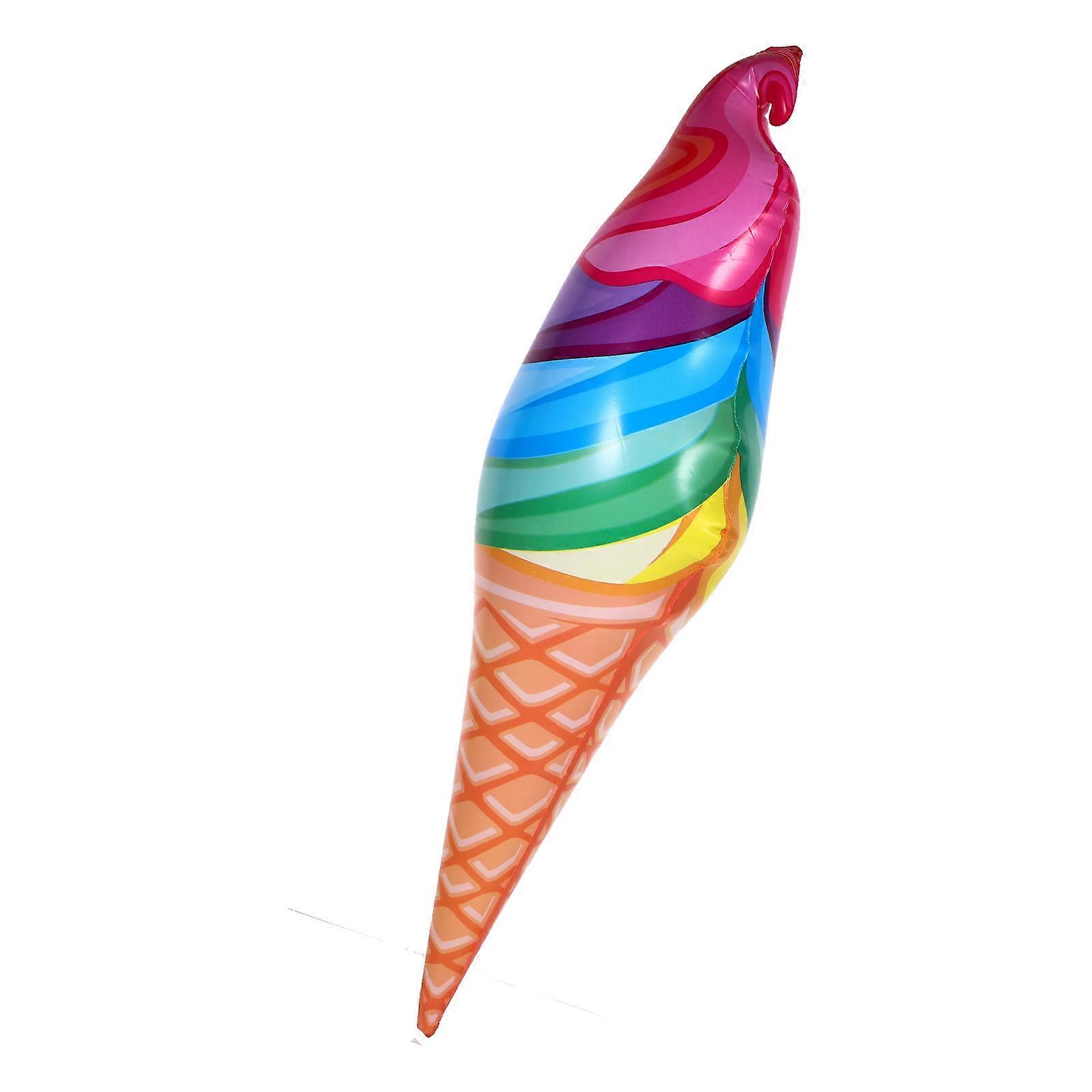 Inflatable Ice Cream Cone Prop for Decor Made of PVC Multi Color Reusable 7 Inches