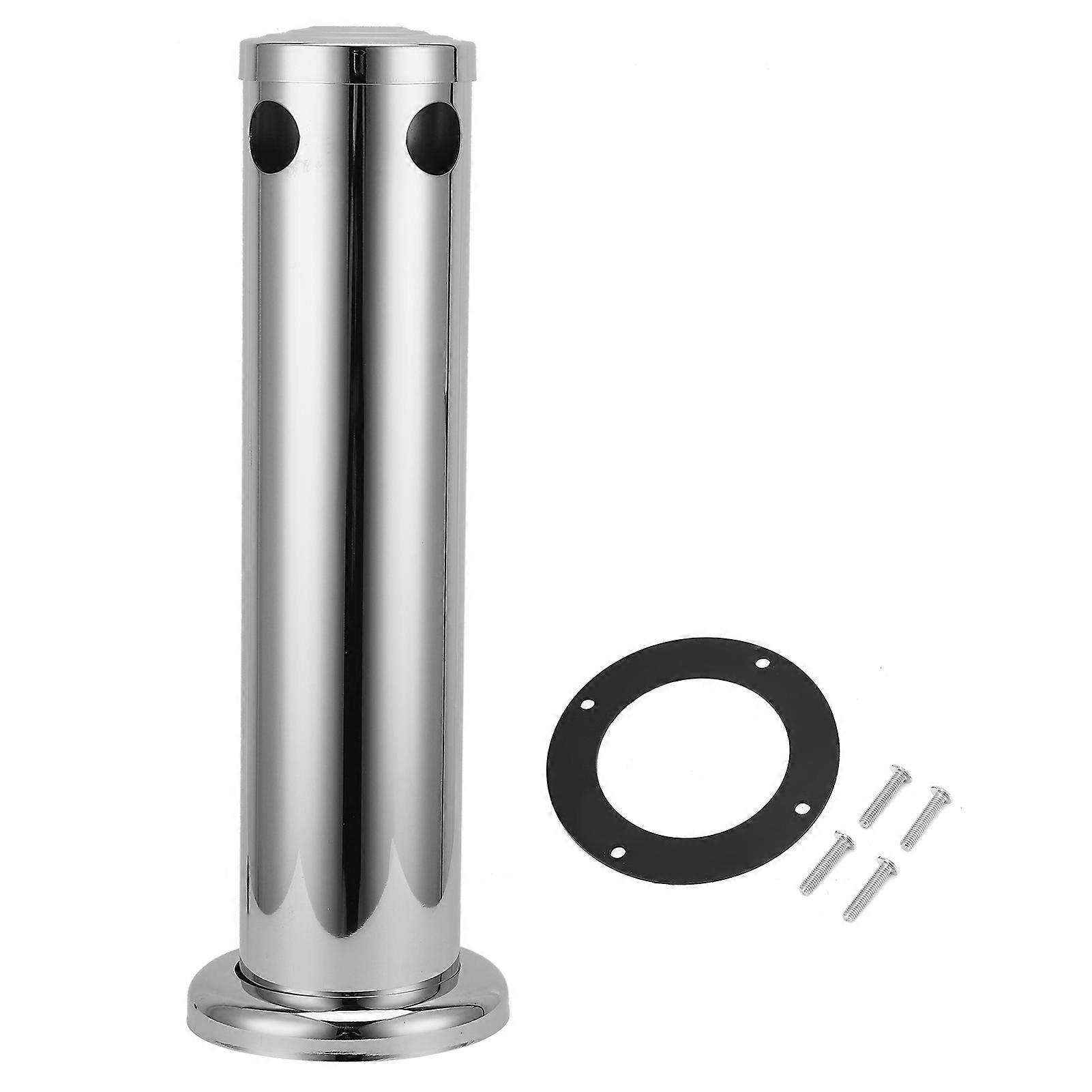 Stainless Steel Beer Tower Double Faucet Column Beverage Dispensing Container with Mount Tool
