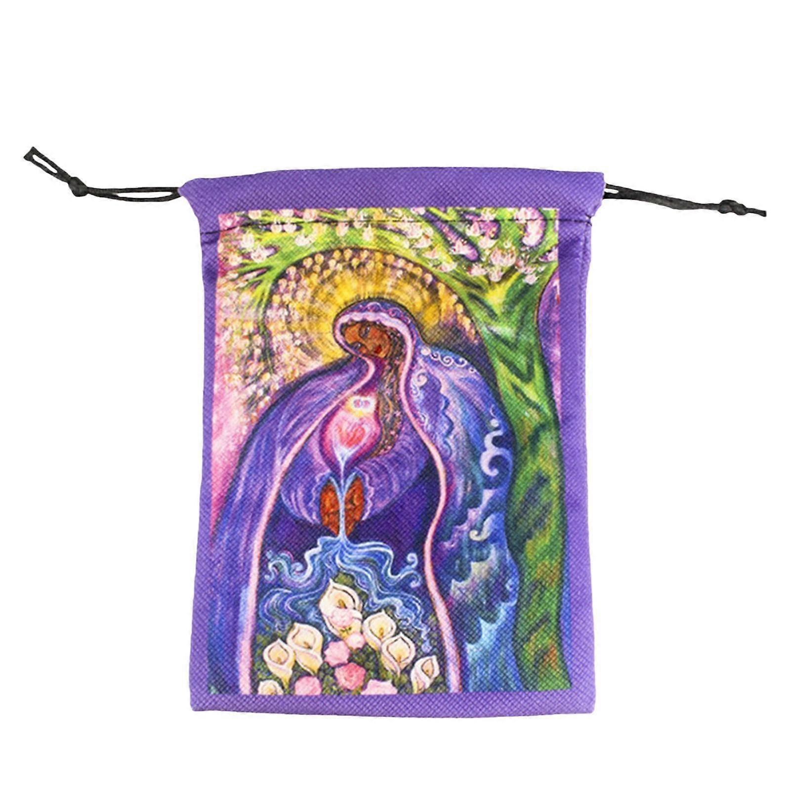Oracle Card Bag - 13 x 18 cm Tarot Deck Holder with Drawstring, Compatible Dice Pocket, Multi-Use Jewelry Case