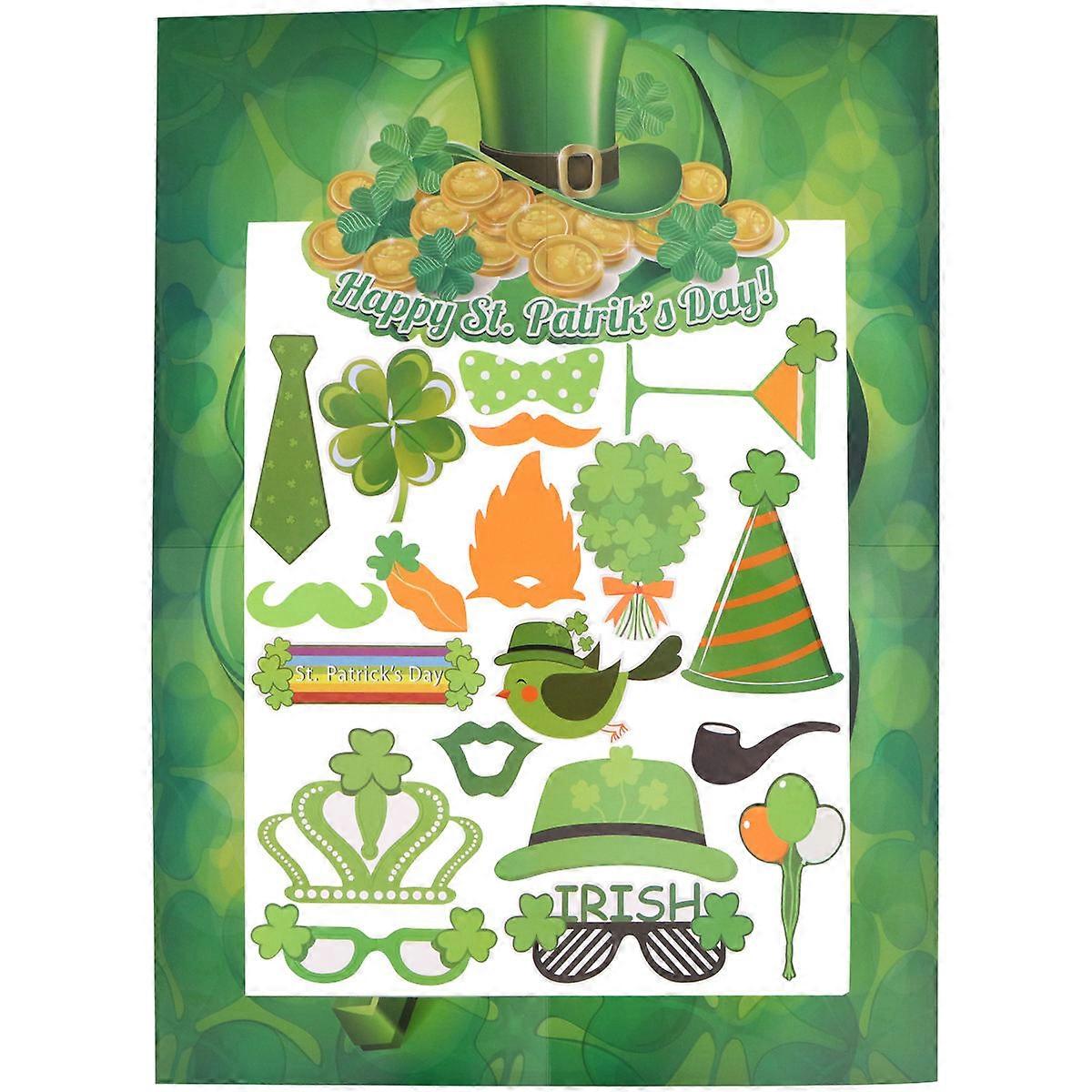 St Patricks Day Party Essentials Unique Shape Wood Material Picture Props For Selfie 19Pcs