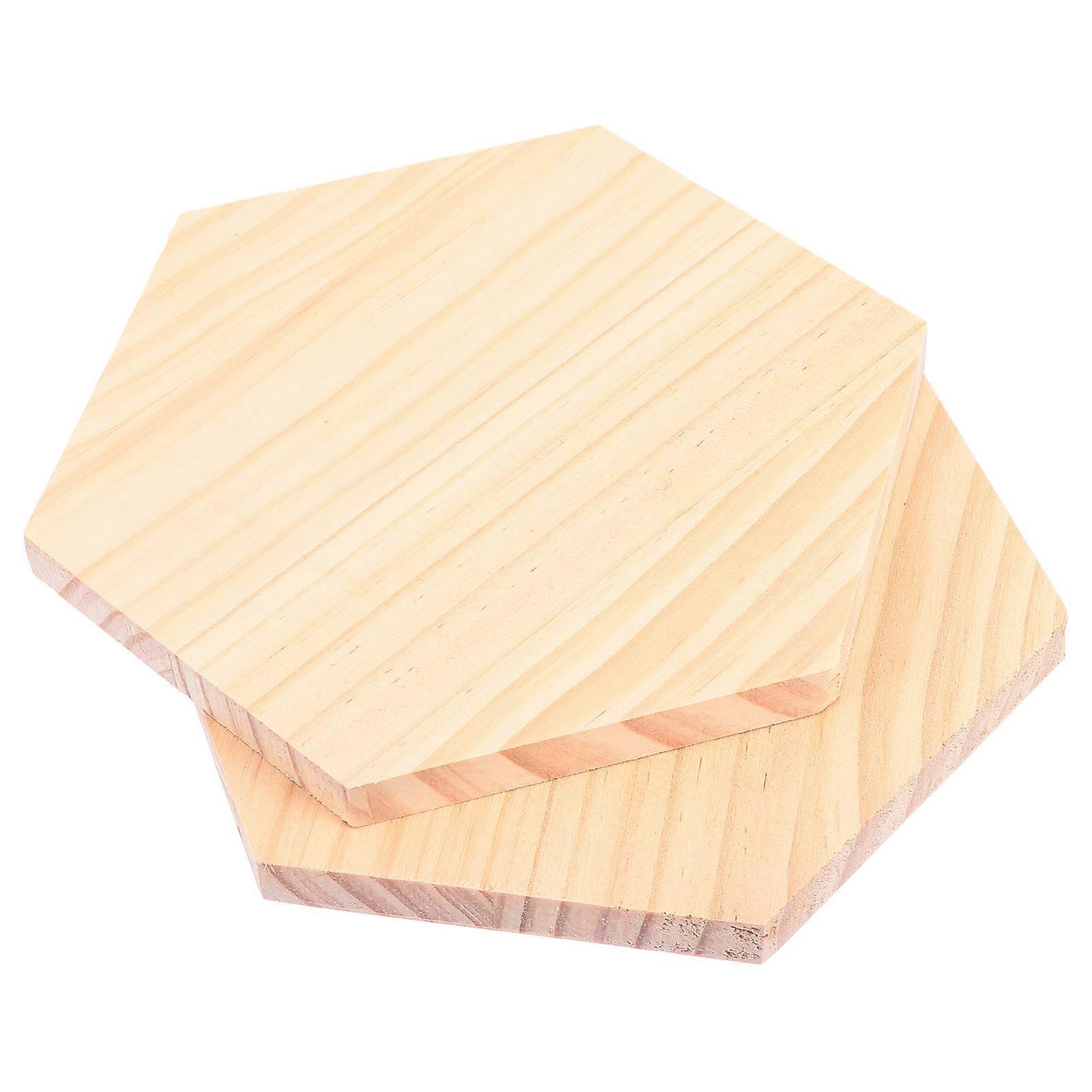 2pcs Solid Wood Hexagon Panels Unfinished for DIY Art Craft