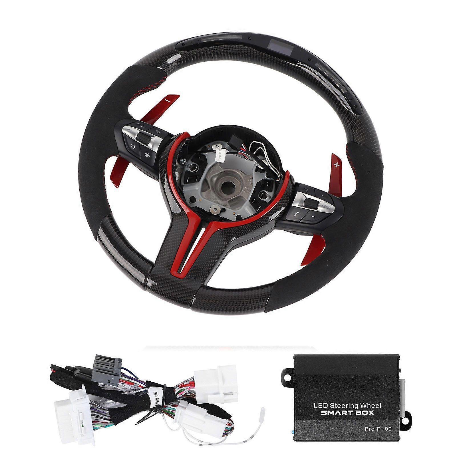 Carbon Fiber LED Shift Lights Display Steering Wheel Suede Replacement for F20 F22 F30 F32 M Sport M2 M3 M4