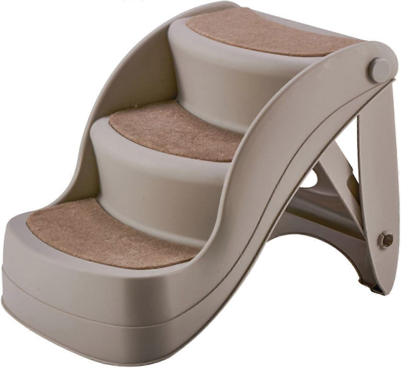 Foldable dog stairs for the bed, 3step ramp ladder for small dogs with nonslip pads