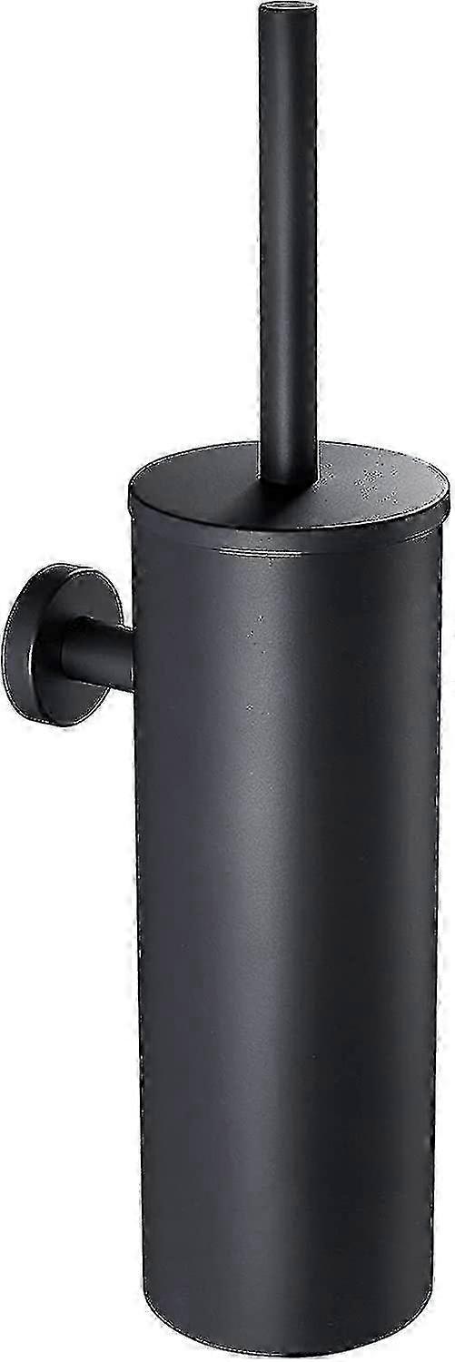 Antibacterial toilet brush set, black wall mounted with long handle