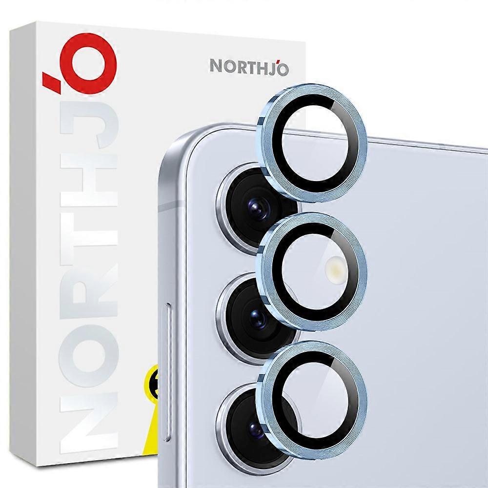 NORTHJO 1 Set For Samsung Galaxy S25 FE 強化ガラス カメラ レンズ フィルム CD 静脈 メタル リング レンズ ガード ブルー