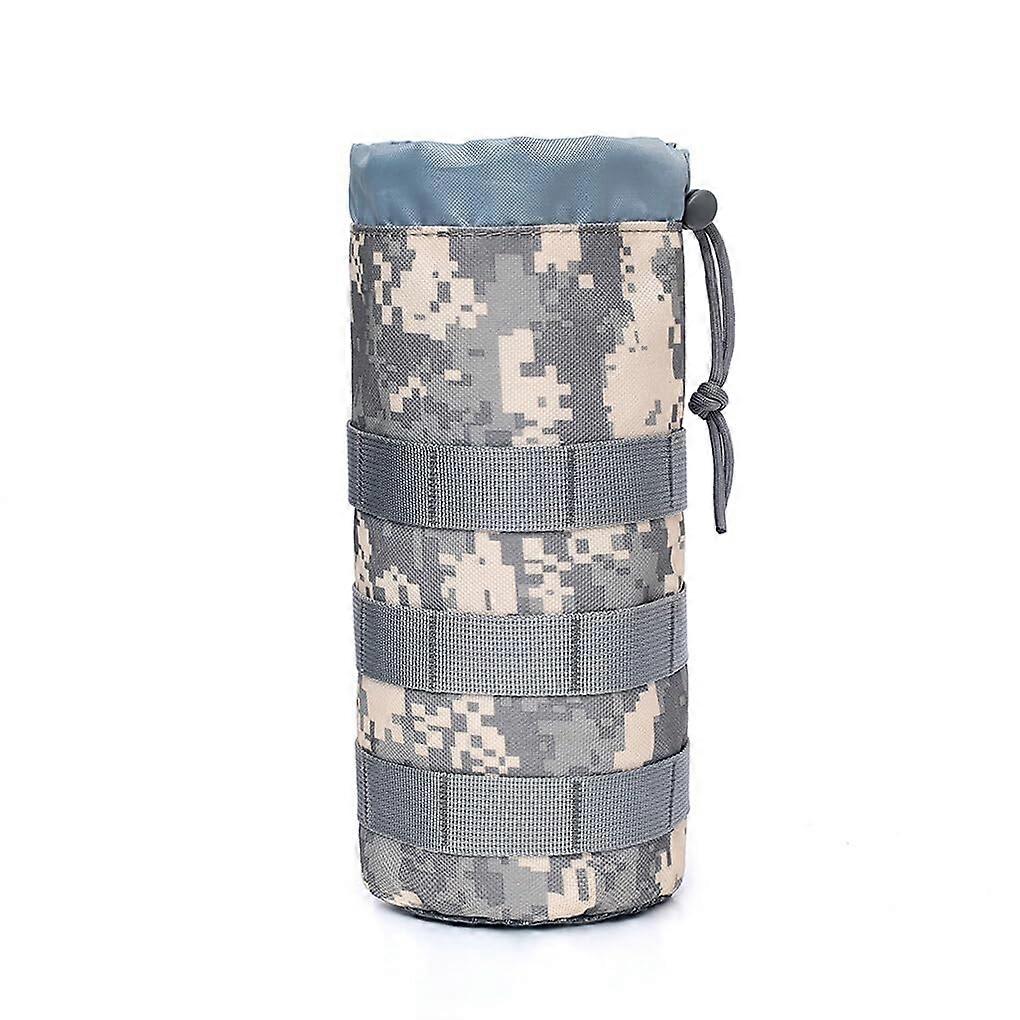 Water Bottle Bag Nylon Carrier With Mesh Bottom Drawstring Kettle Holder ACU Camouflage