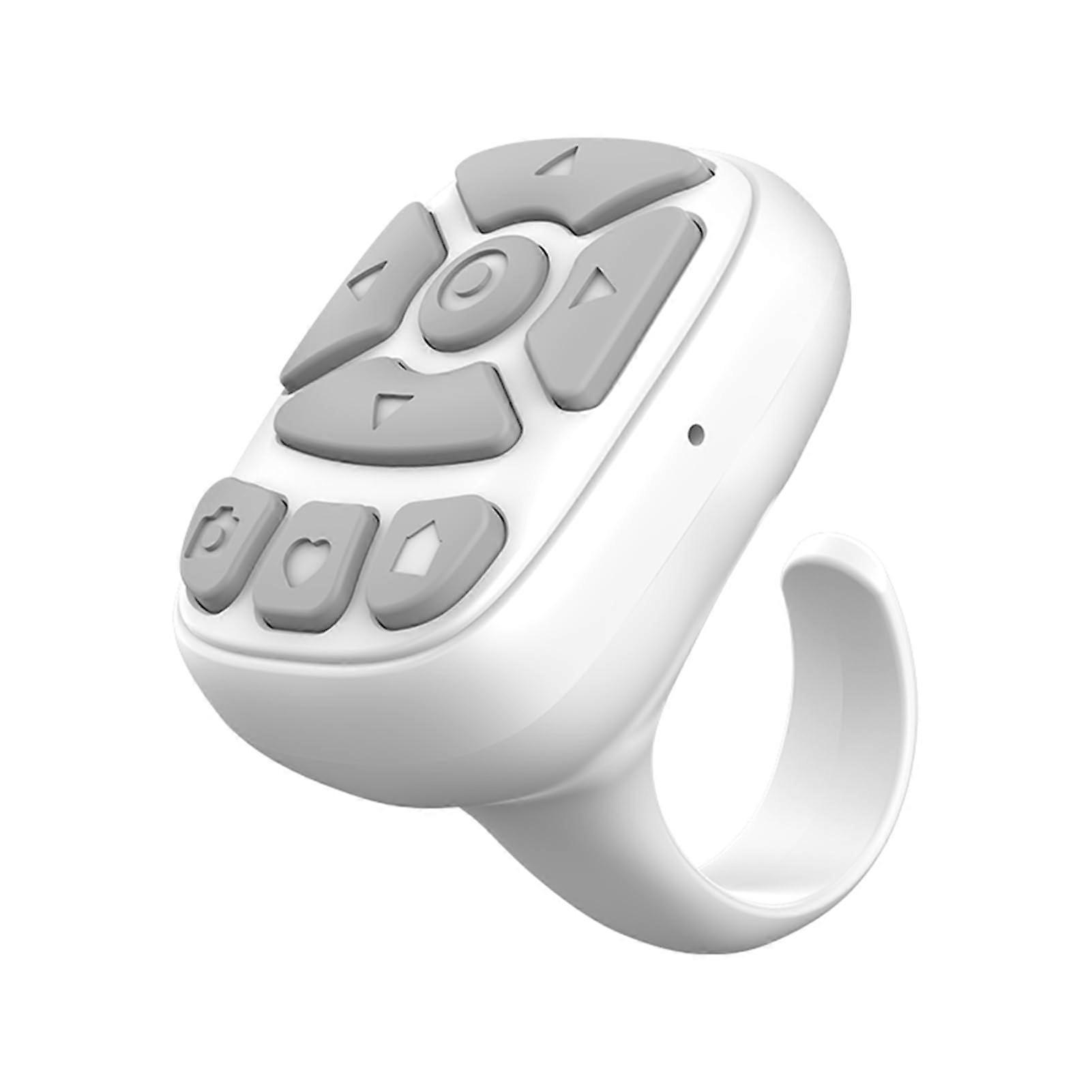 Wireless Ring Remote Control for Video Scrolling and Photography, ABS Remote Control, Page Turner, Phone, etc., White