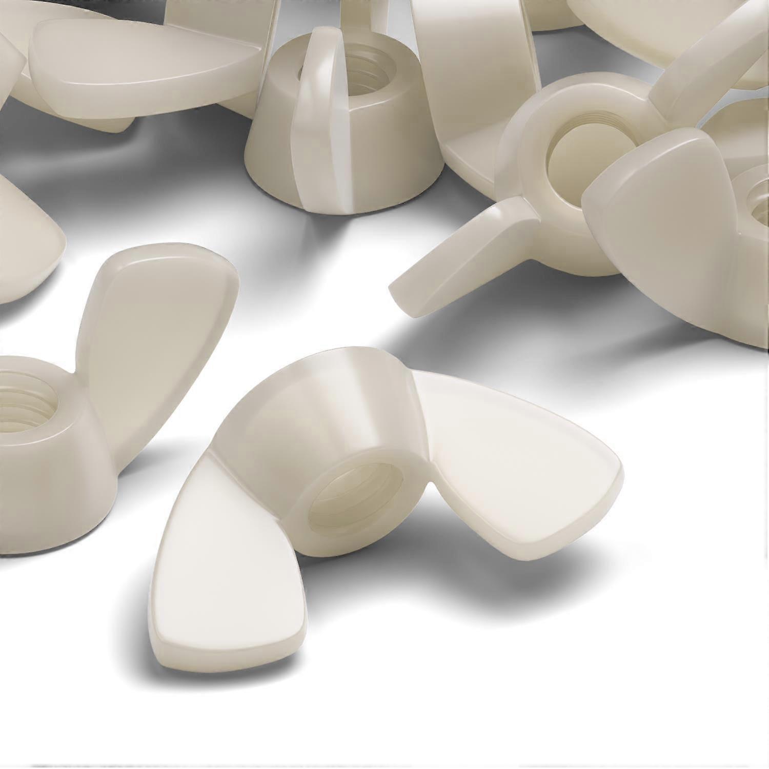 20x Nylon Plastic, Natural, M12 Butterfly, Wing Nuts