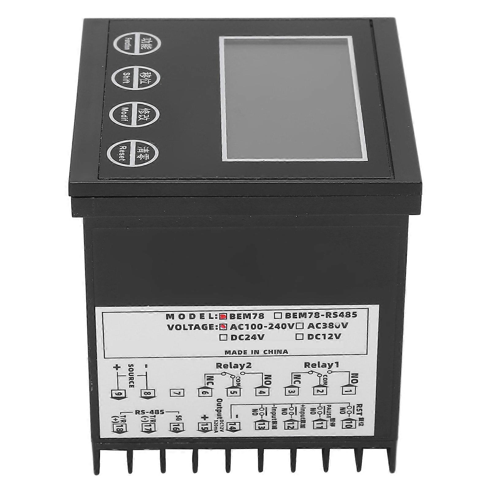 Digital Counter 6-Digit LCD Timer 72x72mm 100-240V AC Industrial