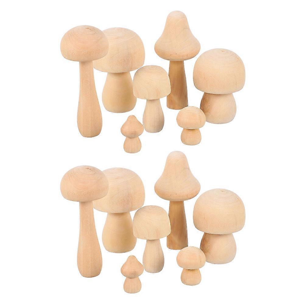 14pcs Unfinished Wood Mushroom Crafts for DIY Decoration – Safe, Durable Miniature Mushroom Adornments for Home and Room