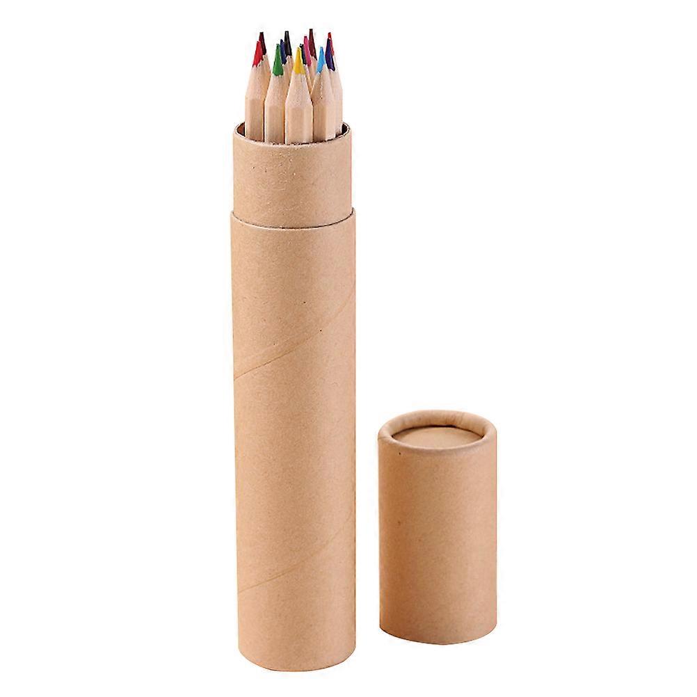 Wood Colored Pencils for Drawing with Synthetic Material Khaki Color 12pcs Set