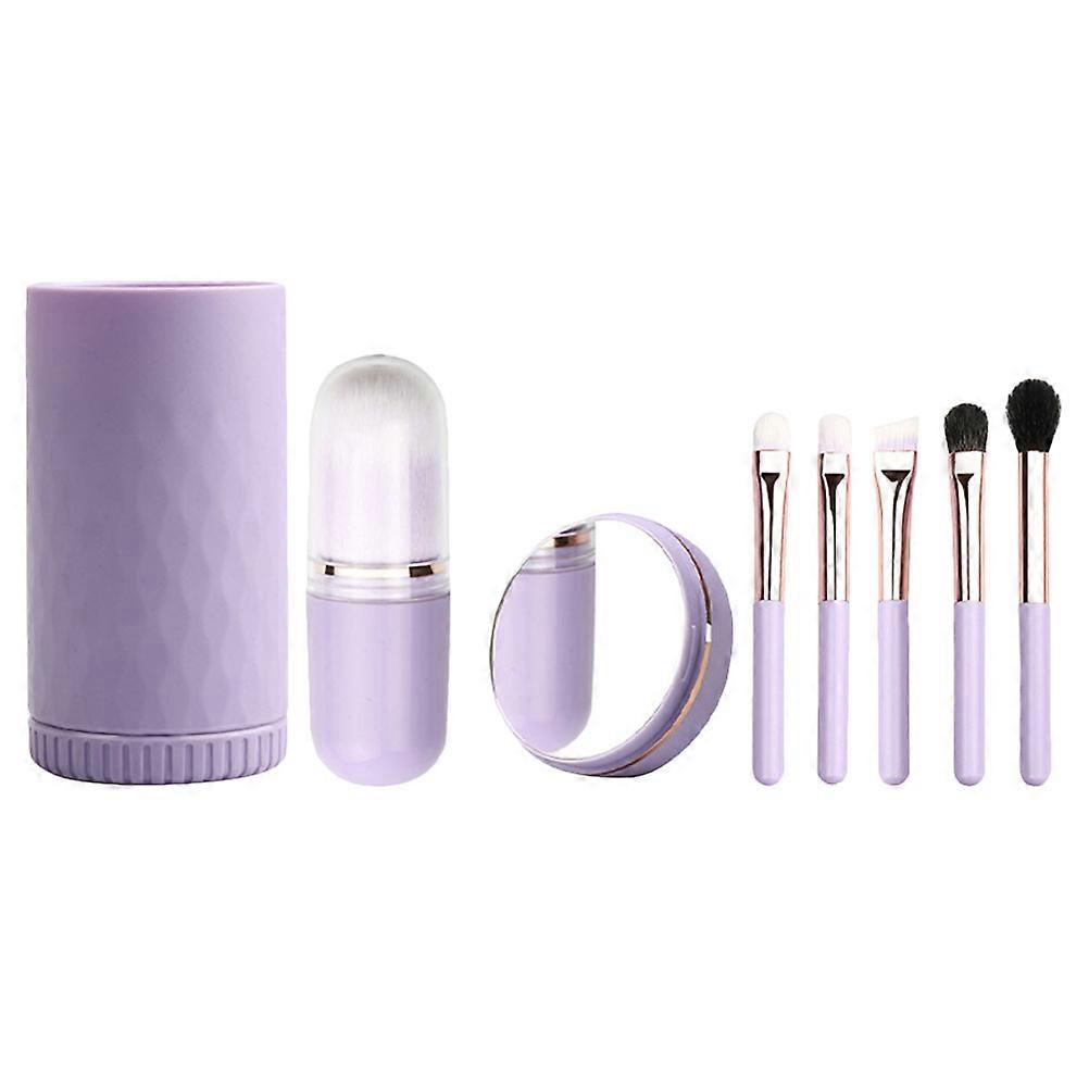 Violet Travel Makeup Brush Set with Storage Case for Professional and Home Use, Wool, 10 Pieces
