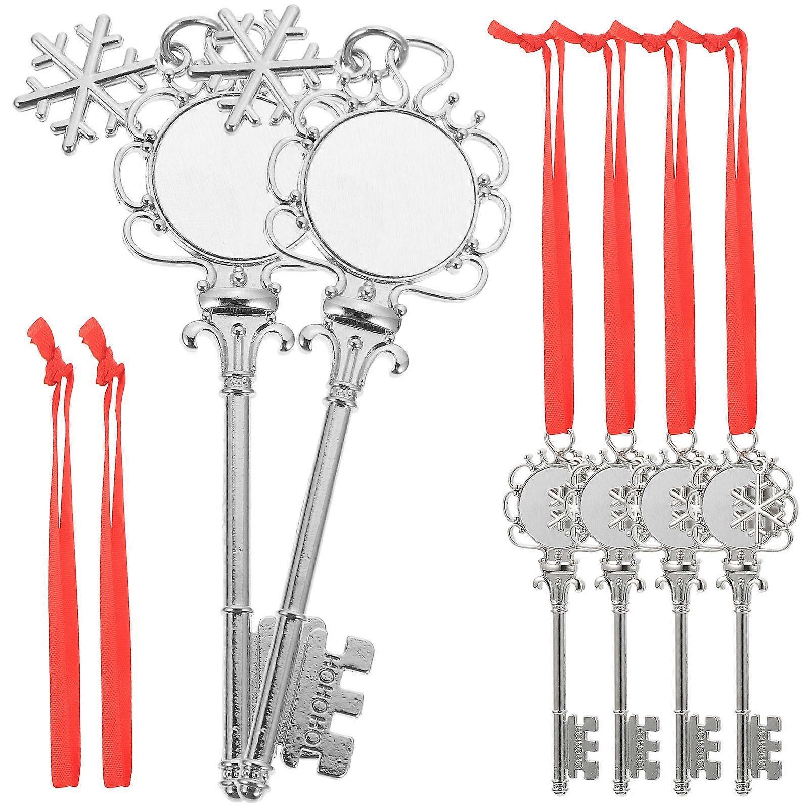 6pcs Blank Heat Transfer Snowflake Key Shape Christmas Tree Pendants for DIY