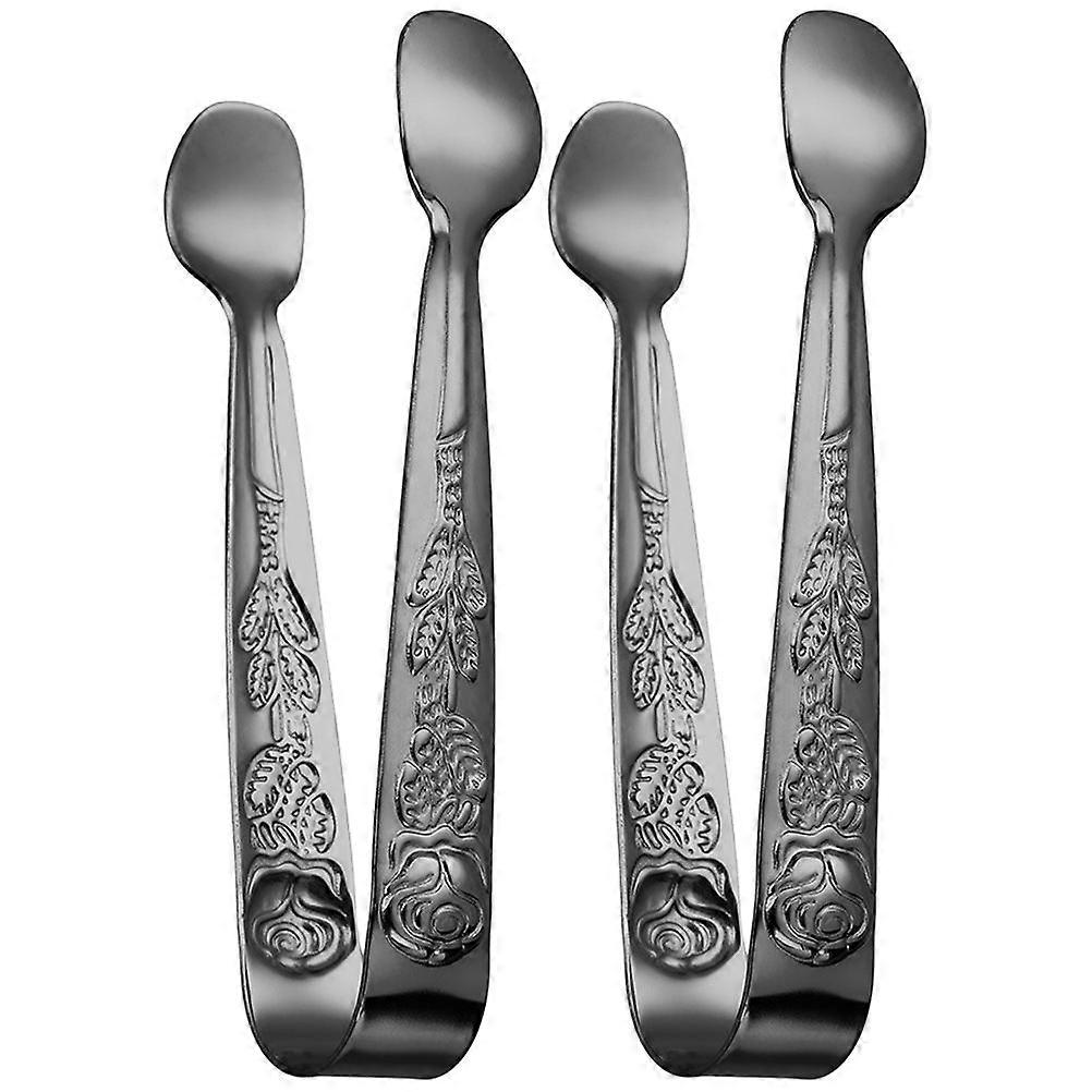 Stainless Steel Sugar Cube Tongs with Rose Pattern   Multi Function Household Serving Tongs for Ice Cubes, Tea Parties, Buffets, and Kitchen Use