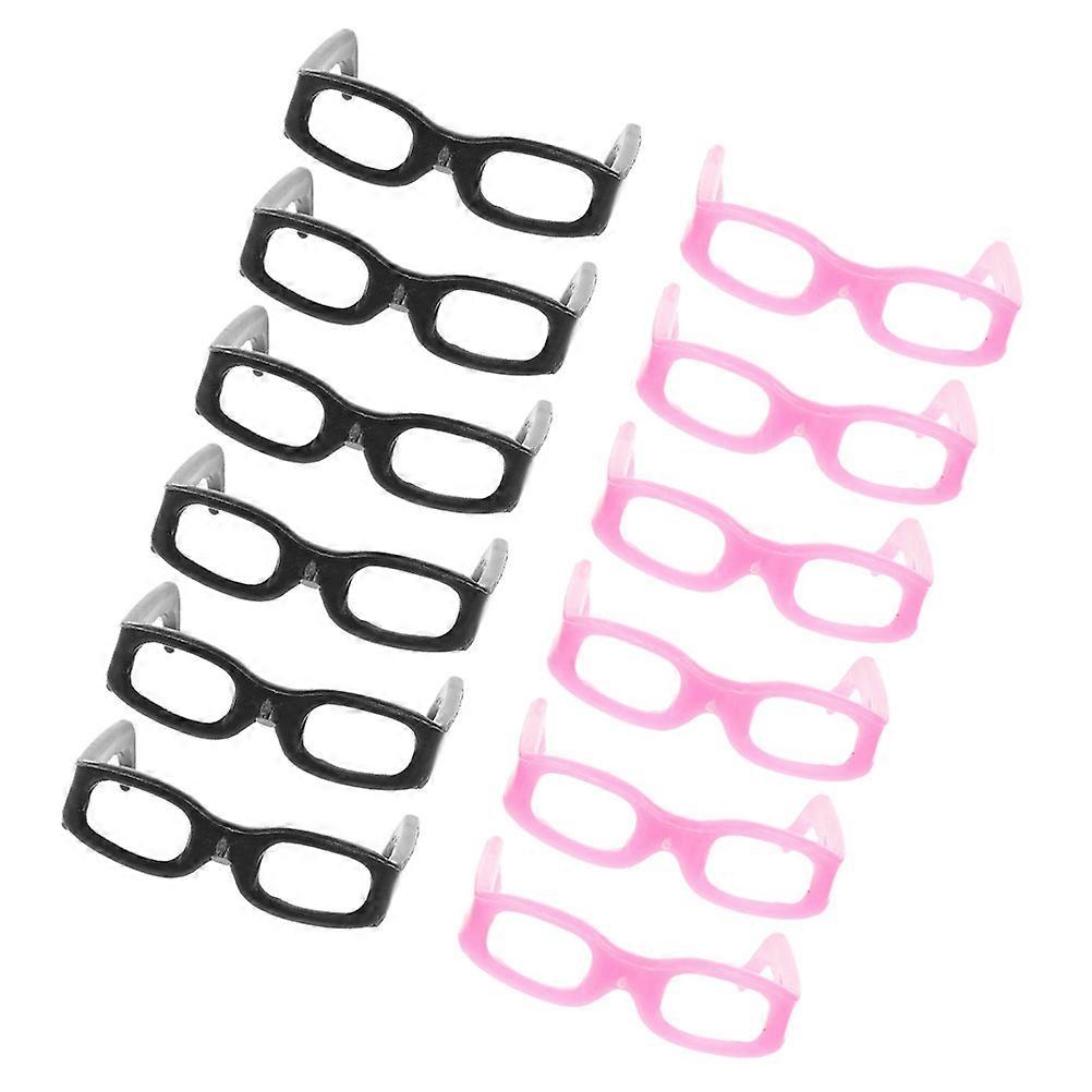 30pcs Mini Doll Glasses Lightweight Frameless Eyewear Props for Doll Dress Up, Crafting & Birthday Party Black & Pink Simulated Eyeglasses