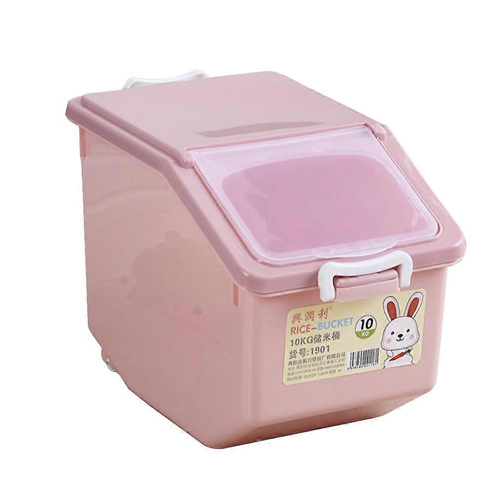 Household Sealed Rice Bucket Storage Box Plastic Moisture Rice Cylinder 10kg Kitchen Flour Bucket( Color)