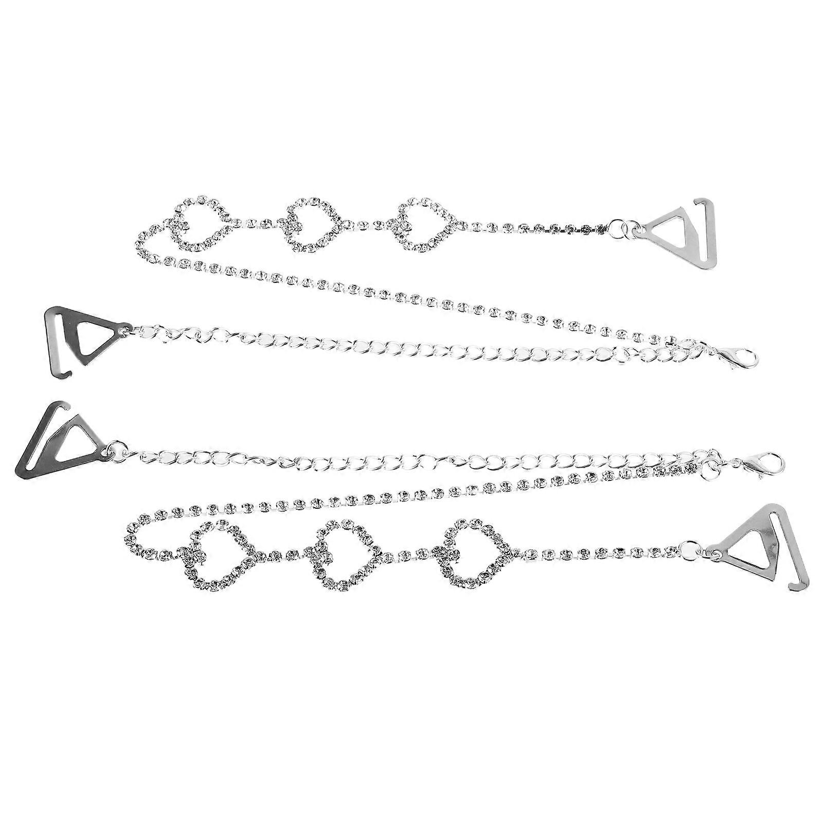 Adjustable Rhinestone Heart Women's Slip Straps Supportive Shoulder Accessory for Dresses & Camisoles, Decorative Replacement Design