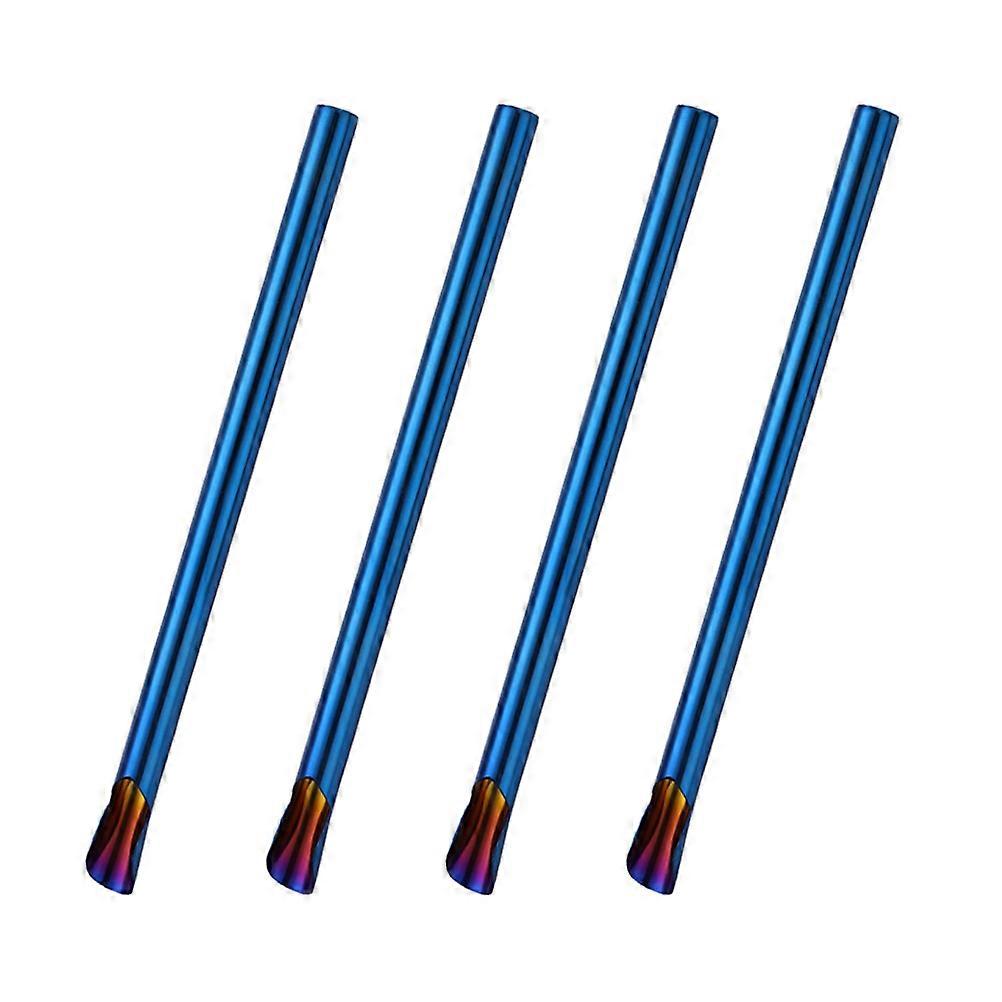Beverage Straws Reusable Steel Straw for Ice Cream Sundaes Drinks 4Pcs Blue