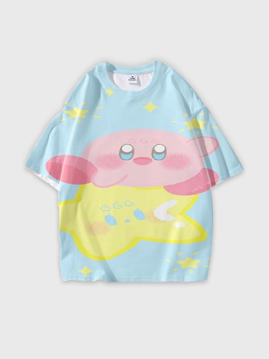 T-shirt round neck Cartoon Pattern loose short sleeve D2086