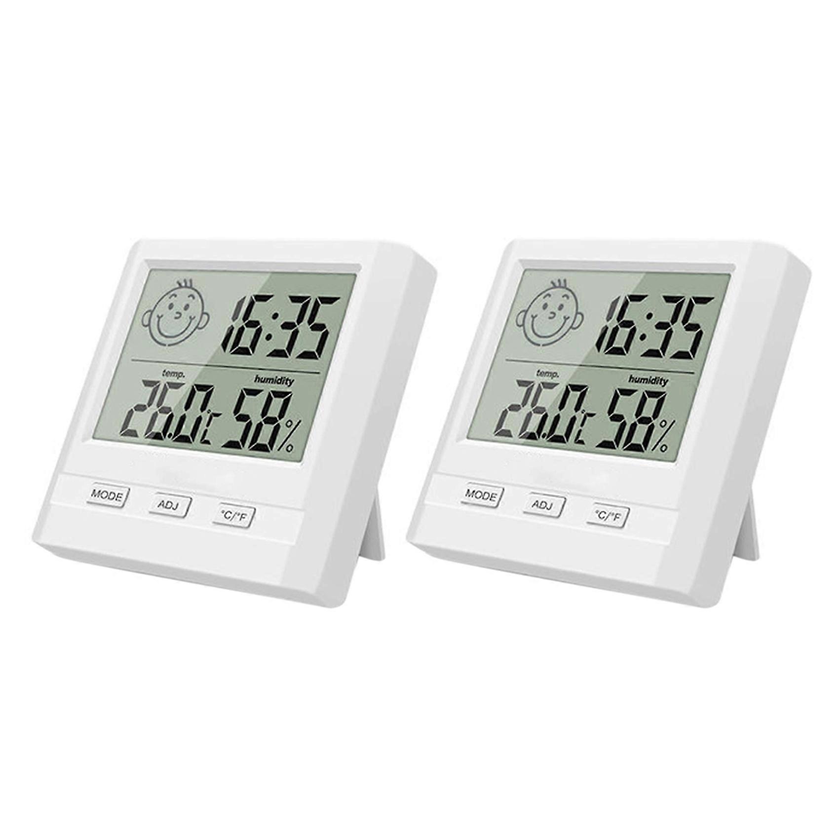 2X Digital Indoor Hygrometer Thermometer with Time Display,Accurate Temperature Humidity Monitor Met