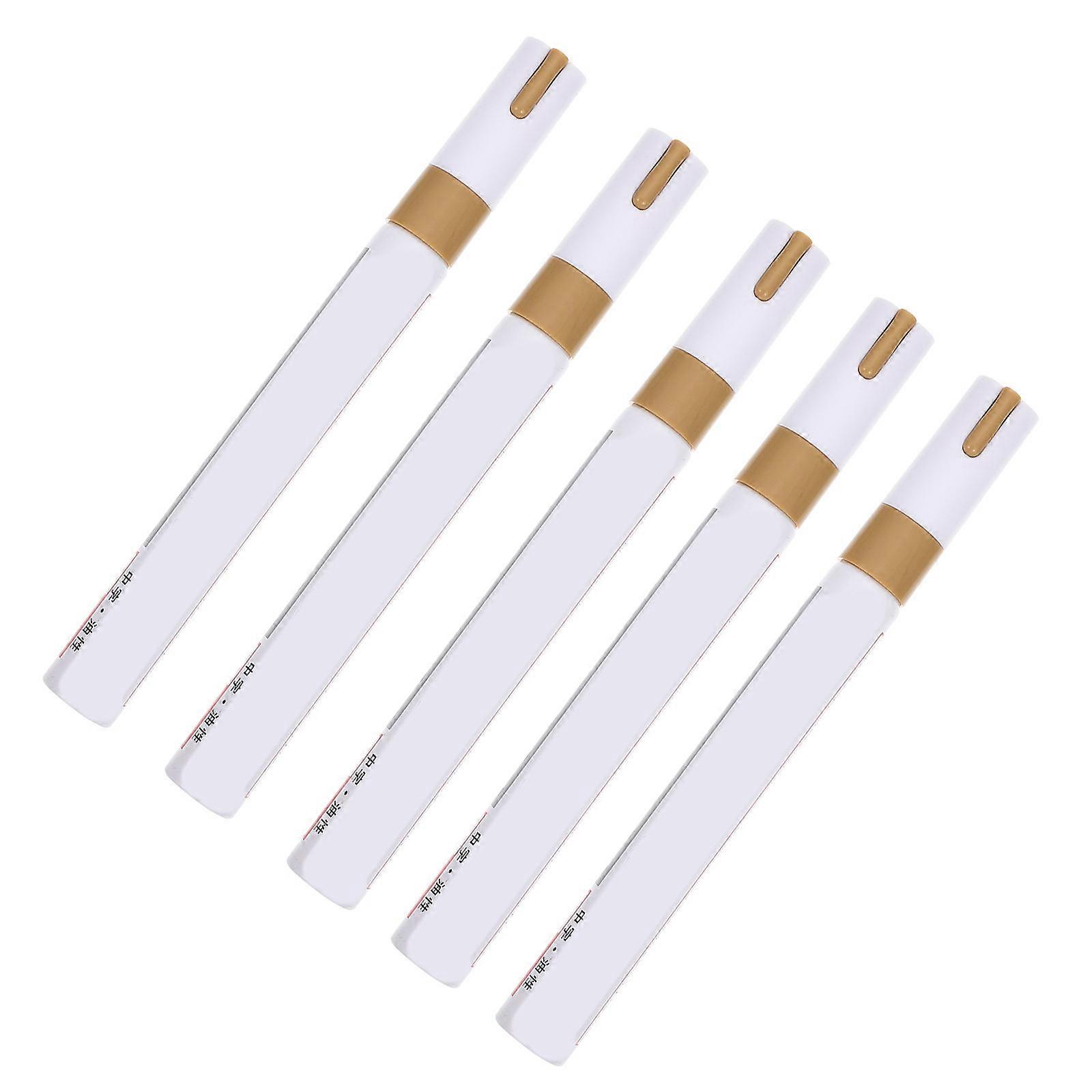 5Pcs Oil-Based Paint Pens Waterproof Marking Tools For Car Scratch Repair And Painting Experience In Golden Color
