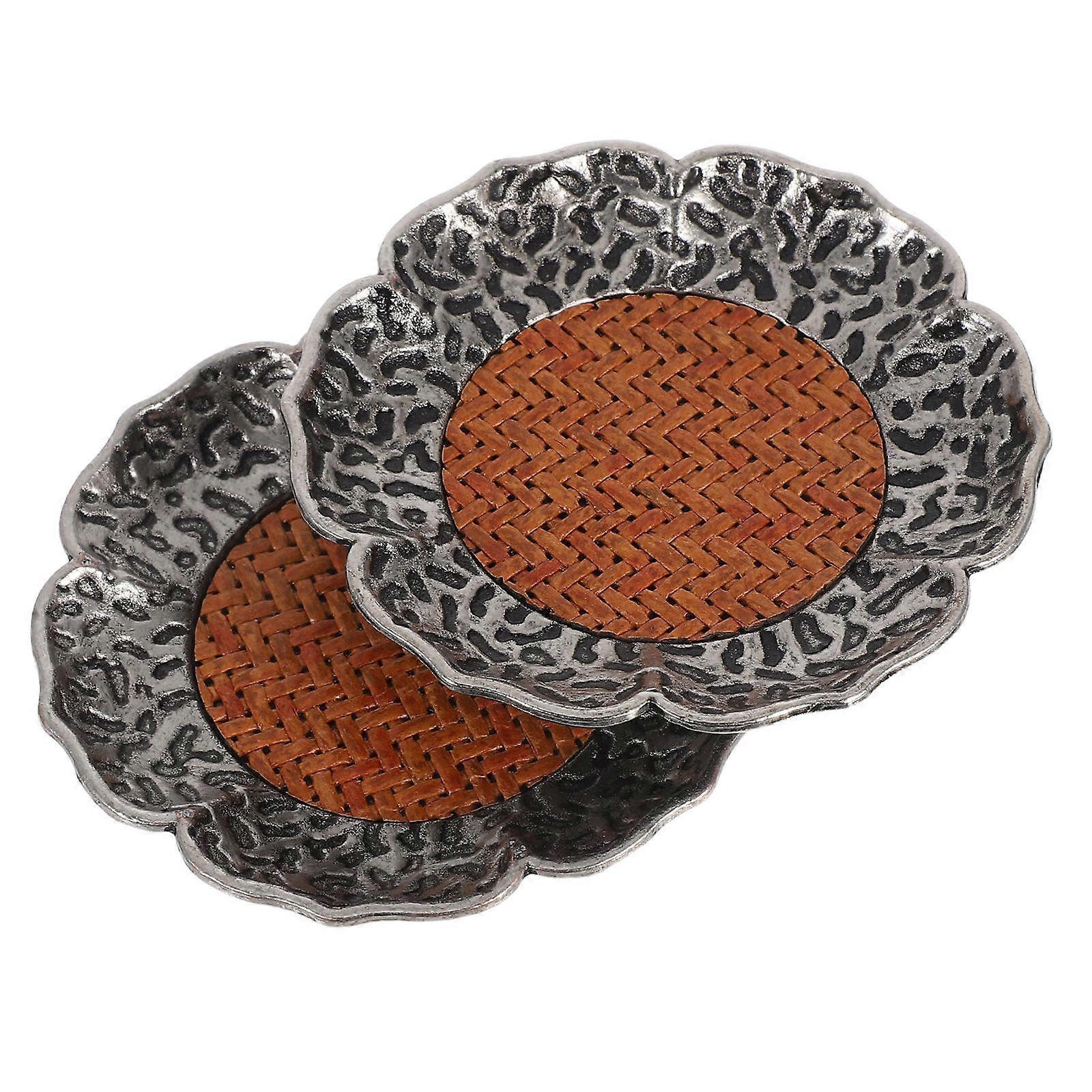 Square Alloy Rattan Mat Prevent Burns Table Protection Office Use Multi Color 2Pcs