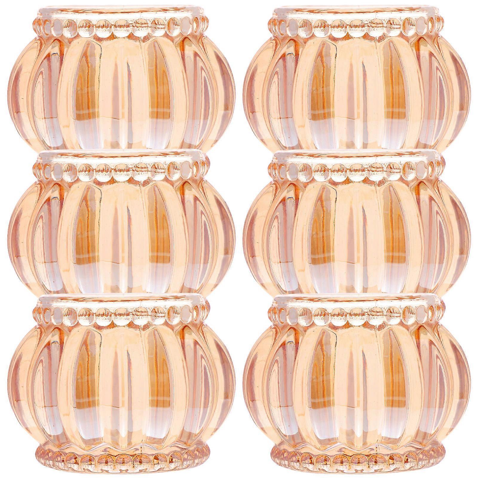 6pcs European Transparent Glass Candle Holders for Storage Use Stable and Safe Design