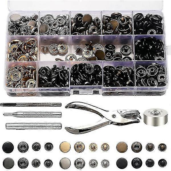 Snap buttons Set, 120 Sets Metal Snap buttons With Pliers And 4 Pieces Fixing Tools For Clothing Repairs, 6 Colors Bot
