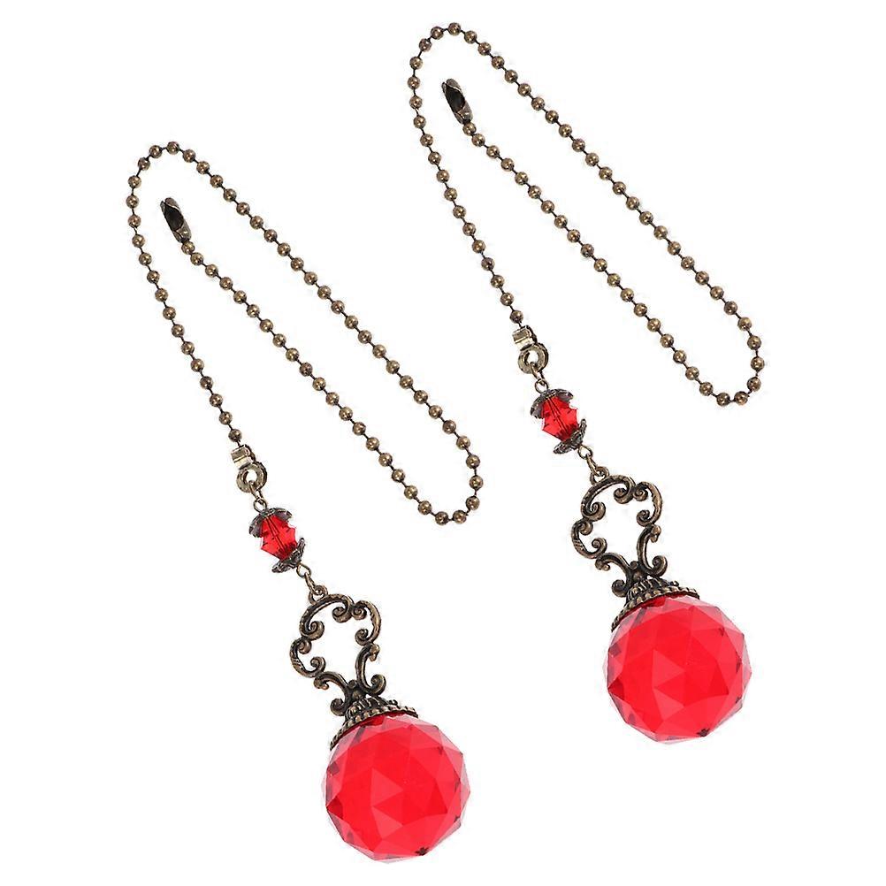 Crystal Ceiling Light Pendant with Pull Chain Extension for Decor Red Color Fashion Design 2Pcs