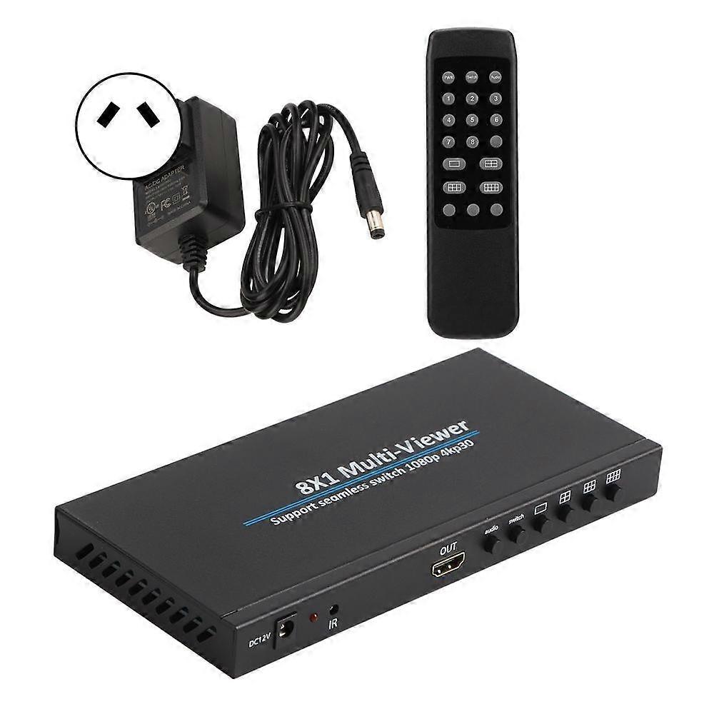 8x1 HD Multimedia Interface Screen Splitter for Gaming and Security Monitoring with 110-240V AU Plug