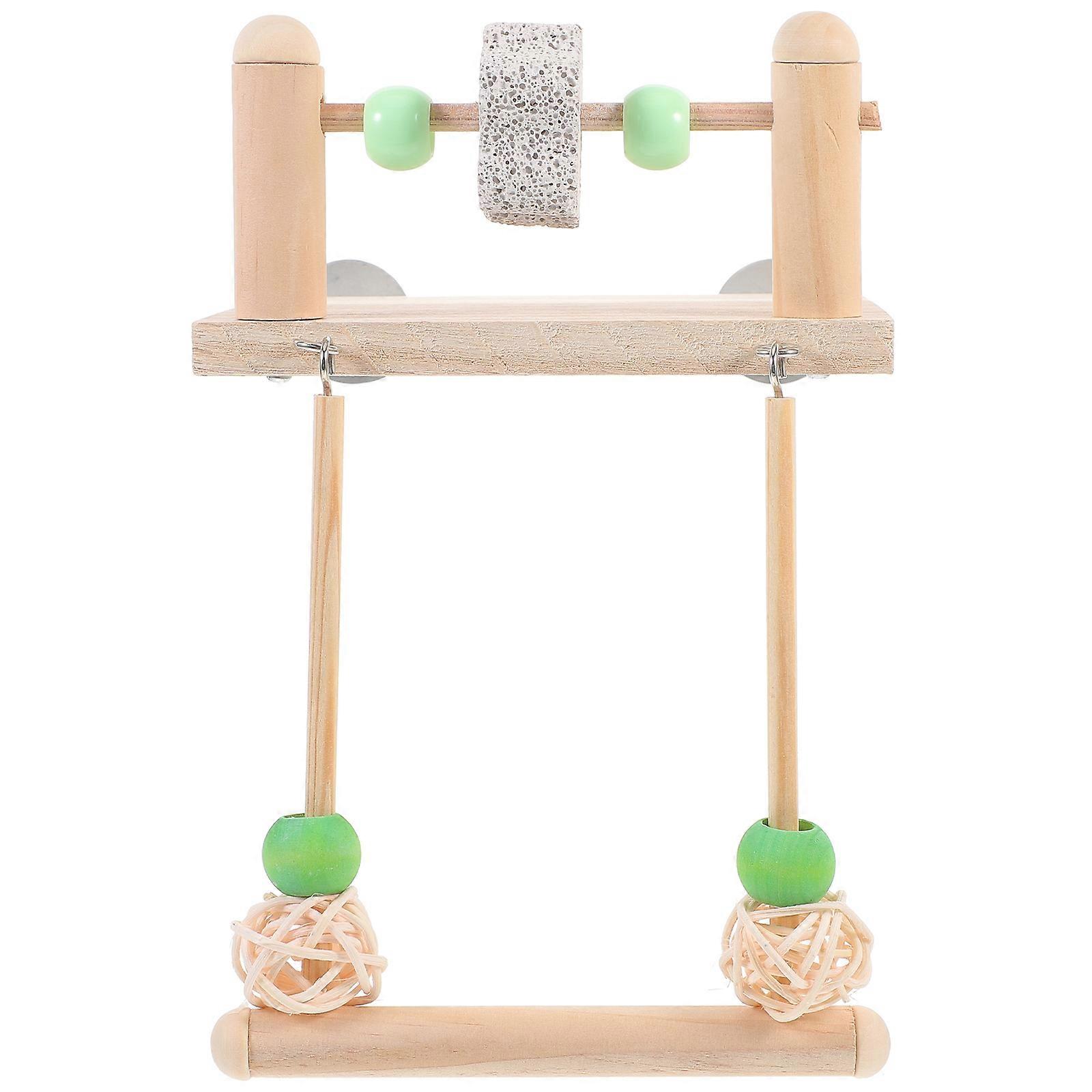 Wood Bird Toy for Decor MultiColored Parakeet Perch Toy Encouraging Balance and Coordination 7.5 inches