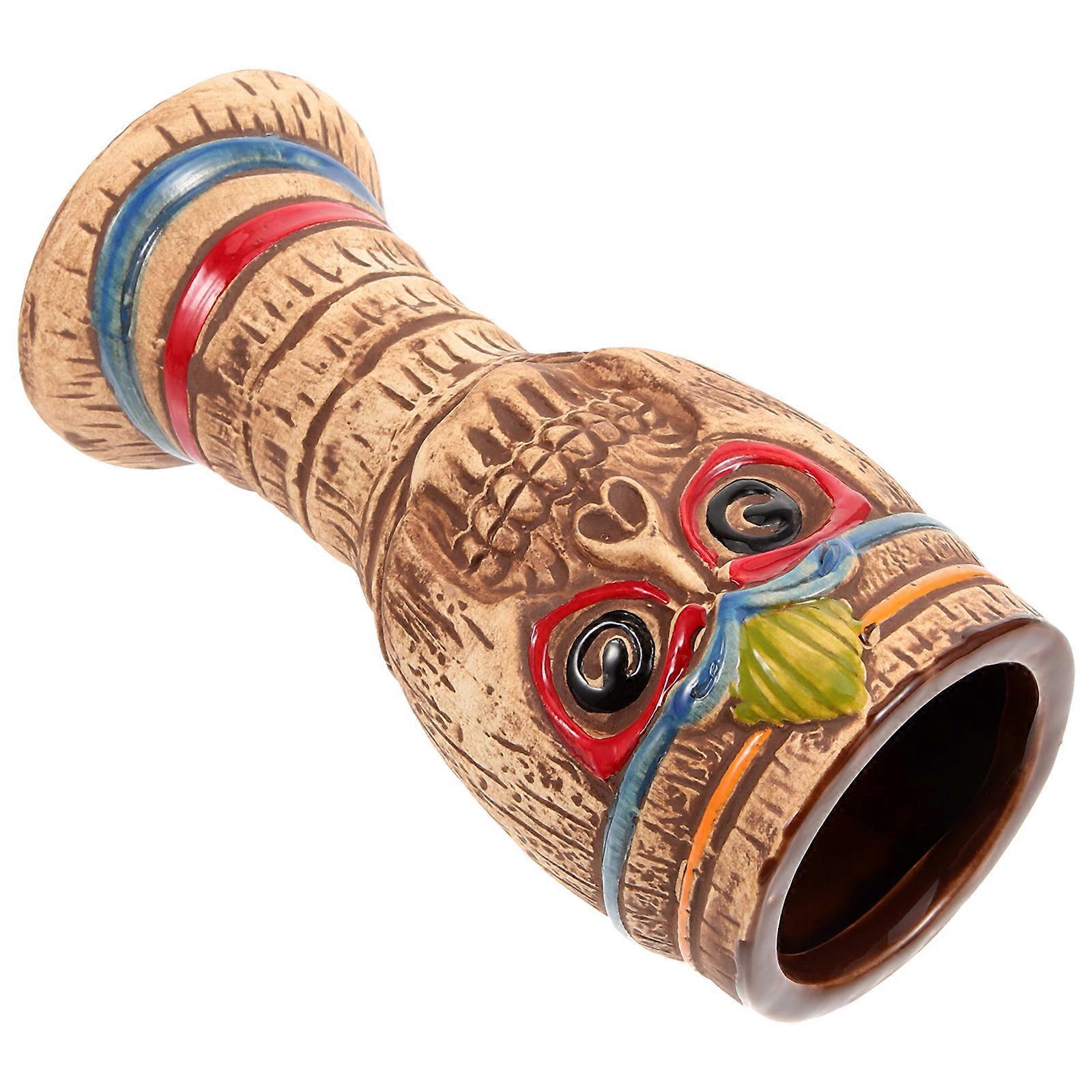 Tiki Mug For Cocktails Party Tiki Appearance Ceramic Adults Assorted Color Multi-Purpose 1Set