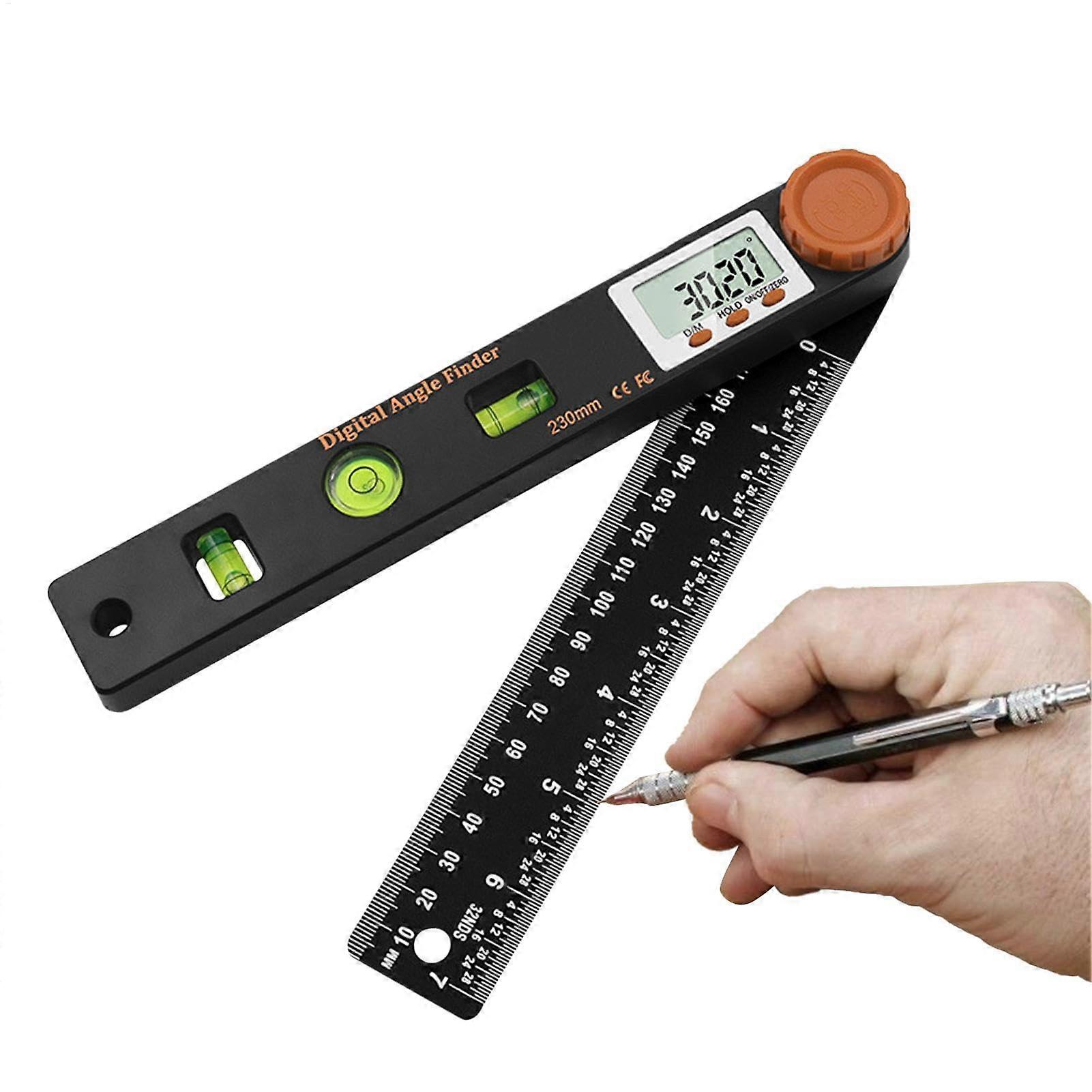 Digital Angle Finder Rotraktor, 7 Inch / 230 mm MultiUse Angle Finder with LCD Display, 4in1 Digital Ruler for Woodworking/Carpenter
