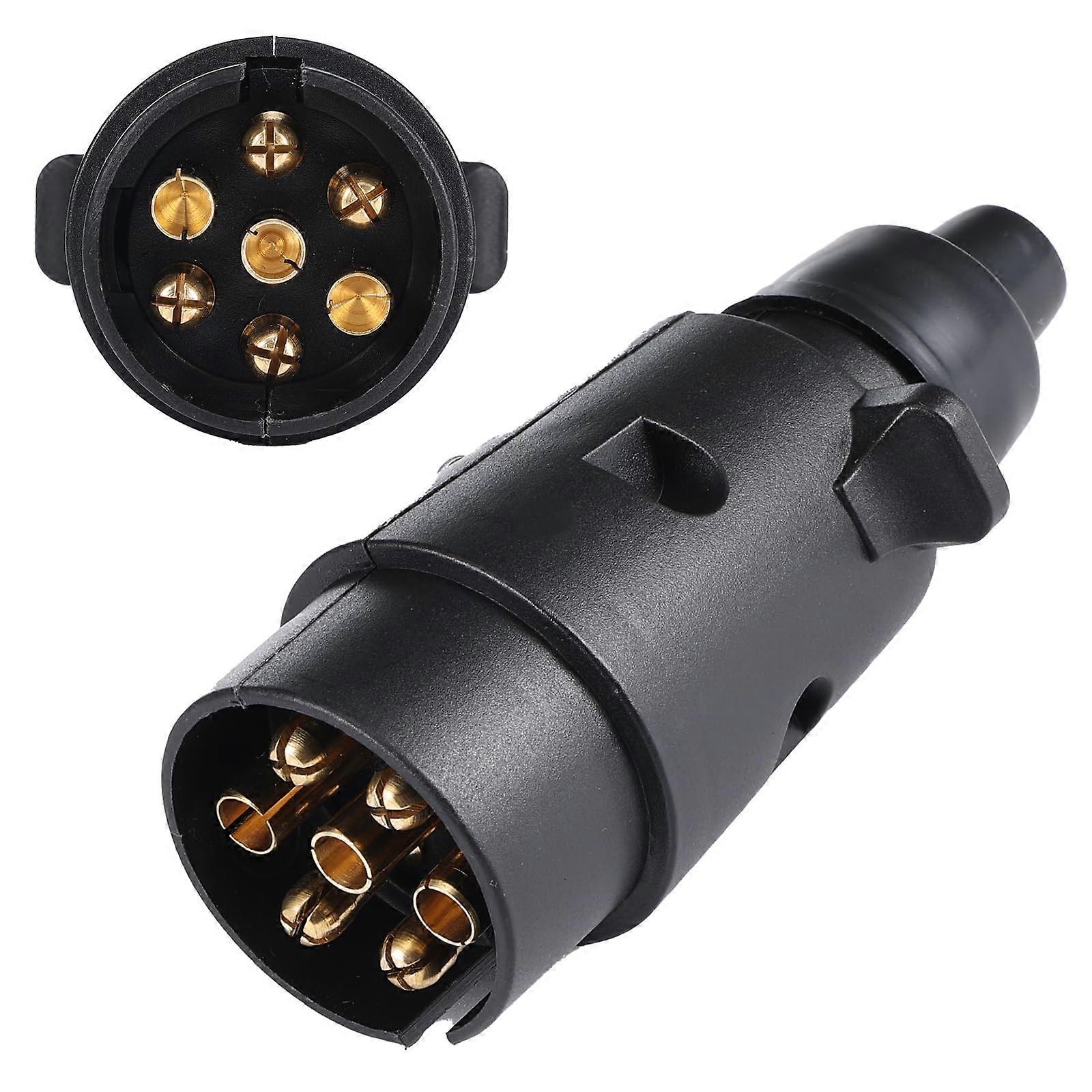 7 Pin Trailer Plug with Strain Relief and Waterproof Seal for 12V Systems, Adapter Plug for Trailers