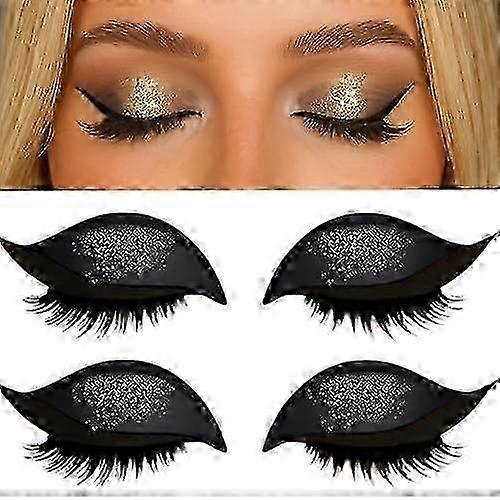 2 Pairs Lazy Eye Shadow Eyelash Patch, Eyeshadow and Lash Sticker, 2-in-1 Reusable Eyeshadow & Eyelash Makeup Stickers for All Eye Shapes