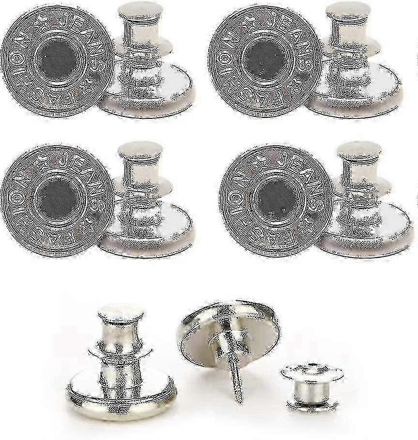 Button Pins For Jeans, No Sew And No Tools Instant Jean Button Pins For Pants,4 Sets Replacement Buttons, Simple Installation, Reusable And