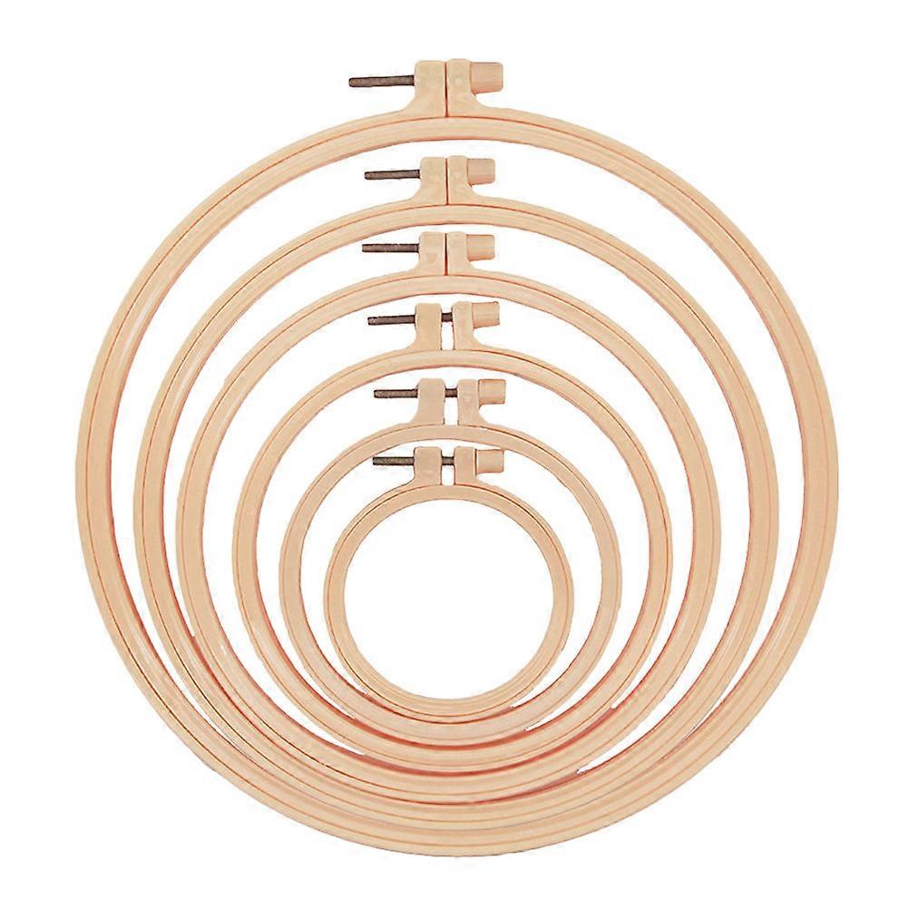 6pcs DIY Embroidery Hoops Round Circles Needlework Cross Stitch Rings