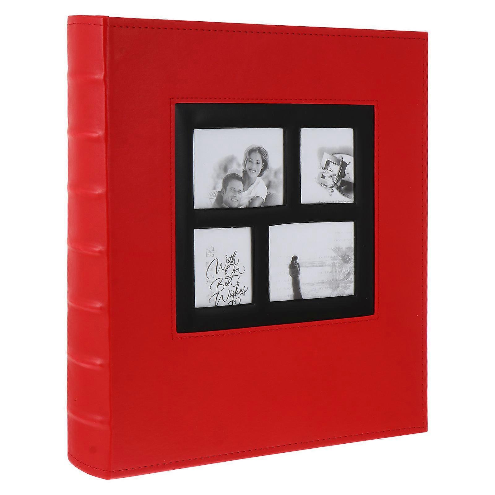 Red imitation photo album book with 400 pockets for elegant photo storage and gifting