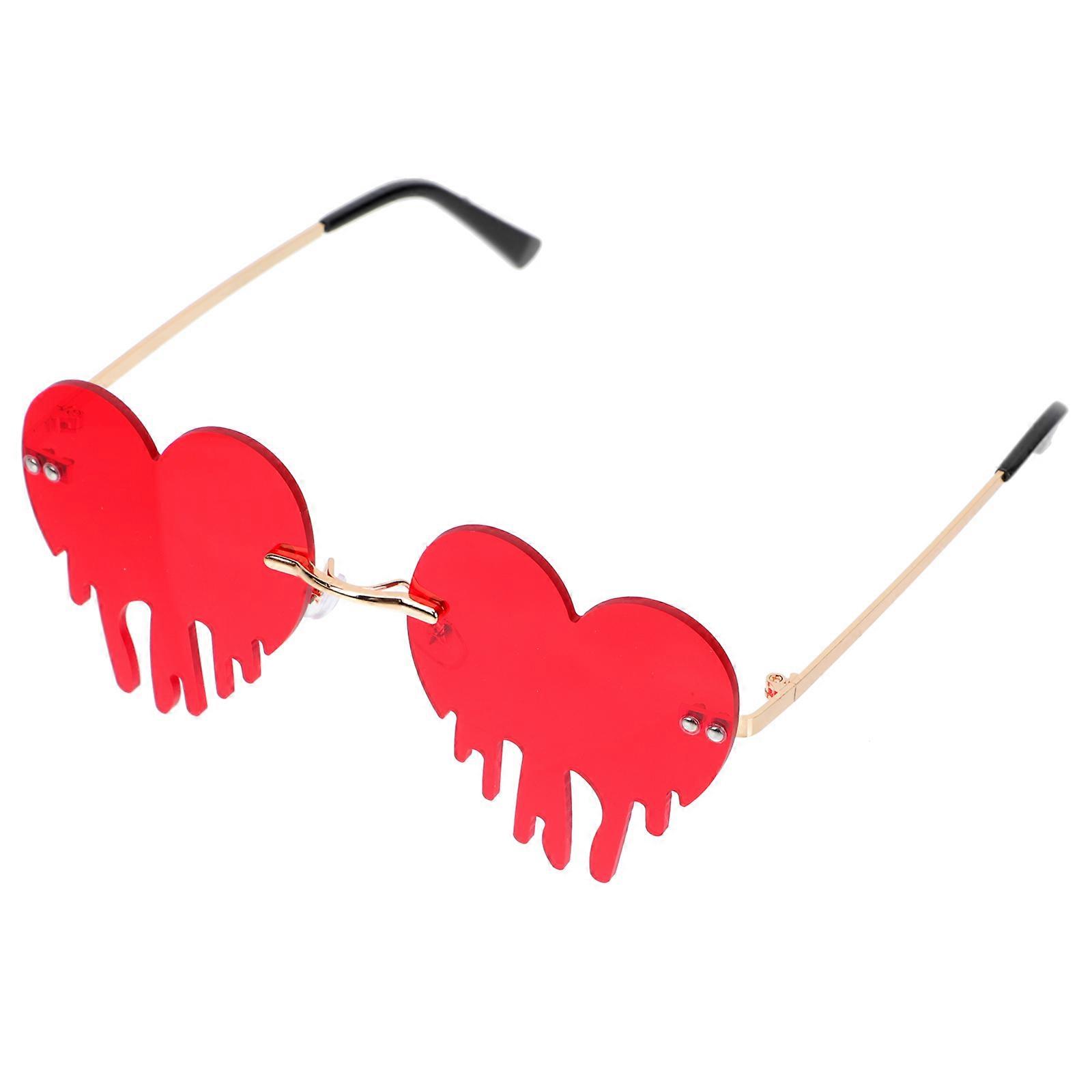 Heart Shaped Tears Sunglasses for Decor Made of PC Red Color Lightweight and Unique