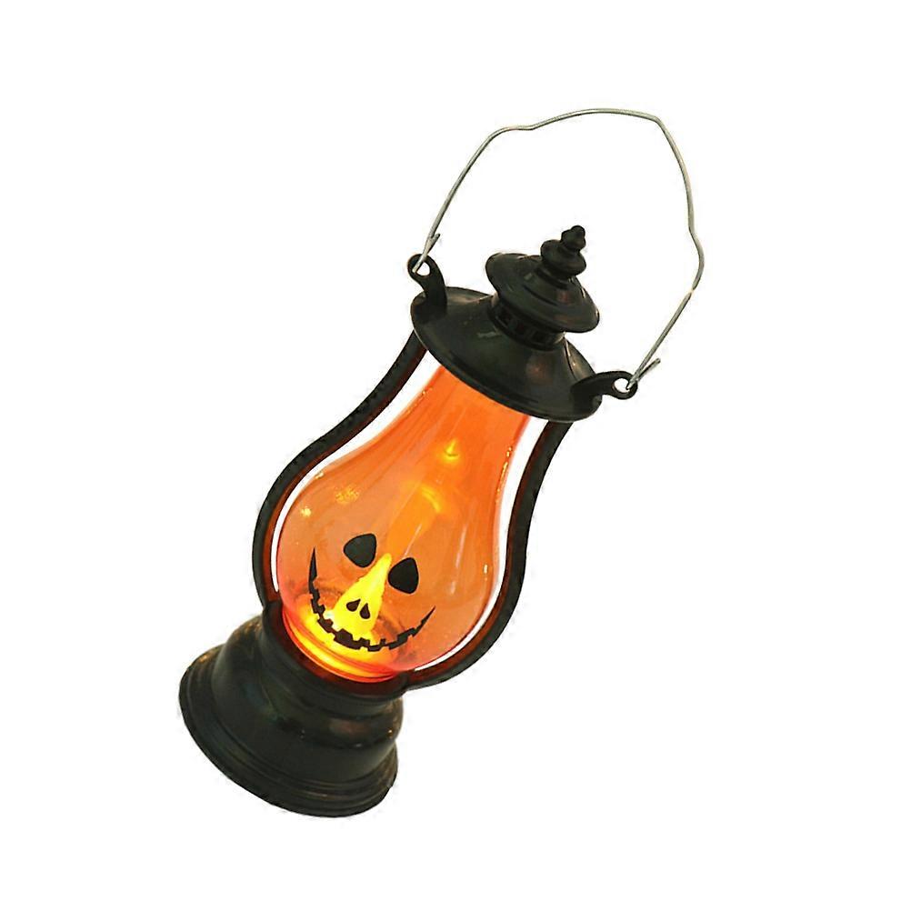 Halloween Pumpkin Lantern with Handle Illuminated Decorative Light for Indoor & Outdoor Portable Party Decorations