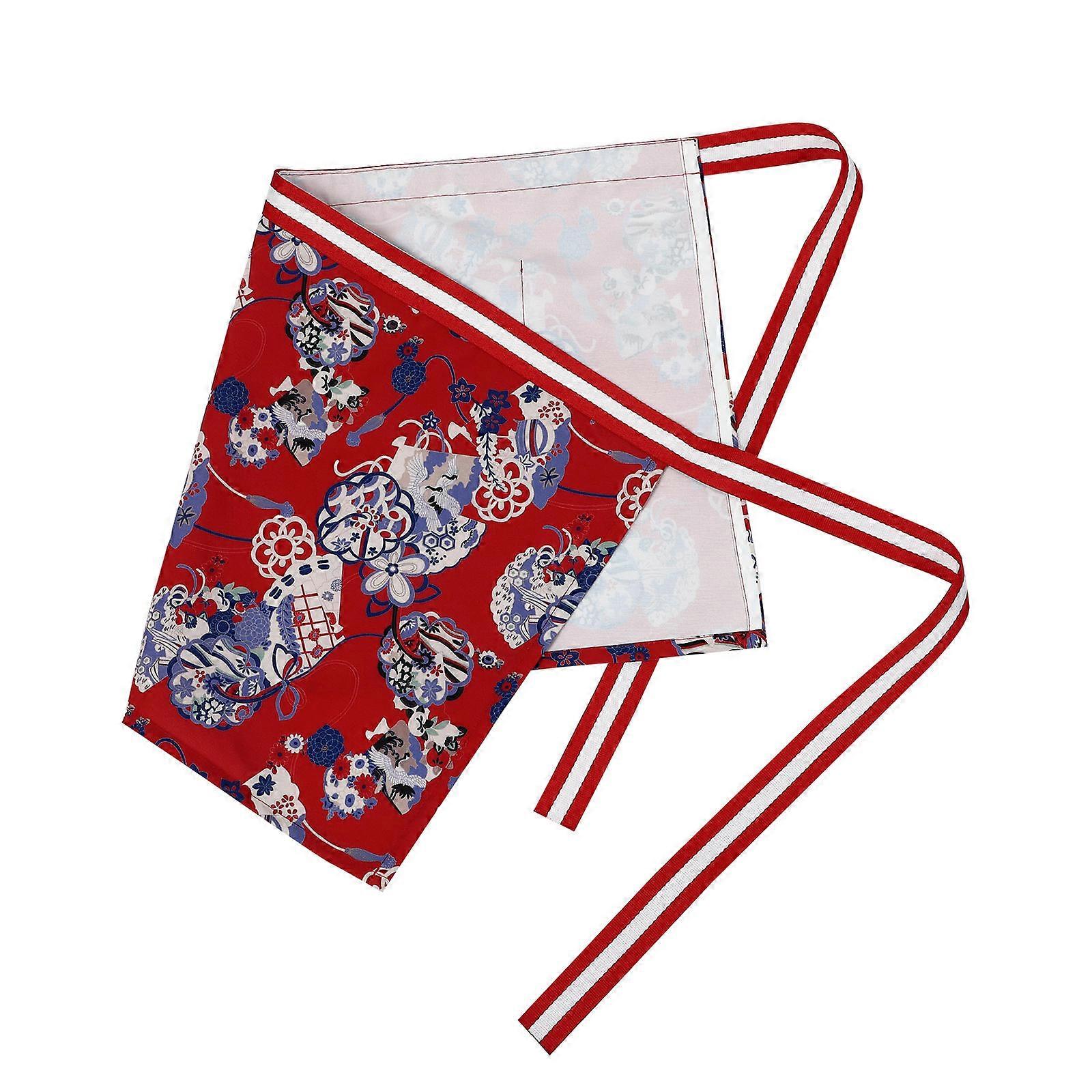 Red Canvas Apron Japanese Style Half-Length Apron for Kitchen Use